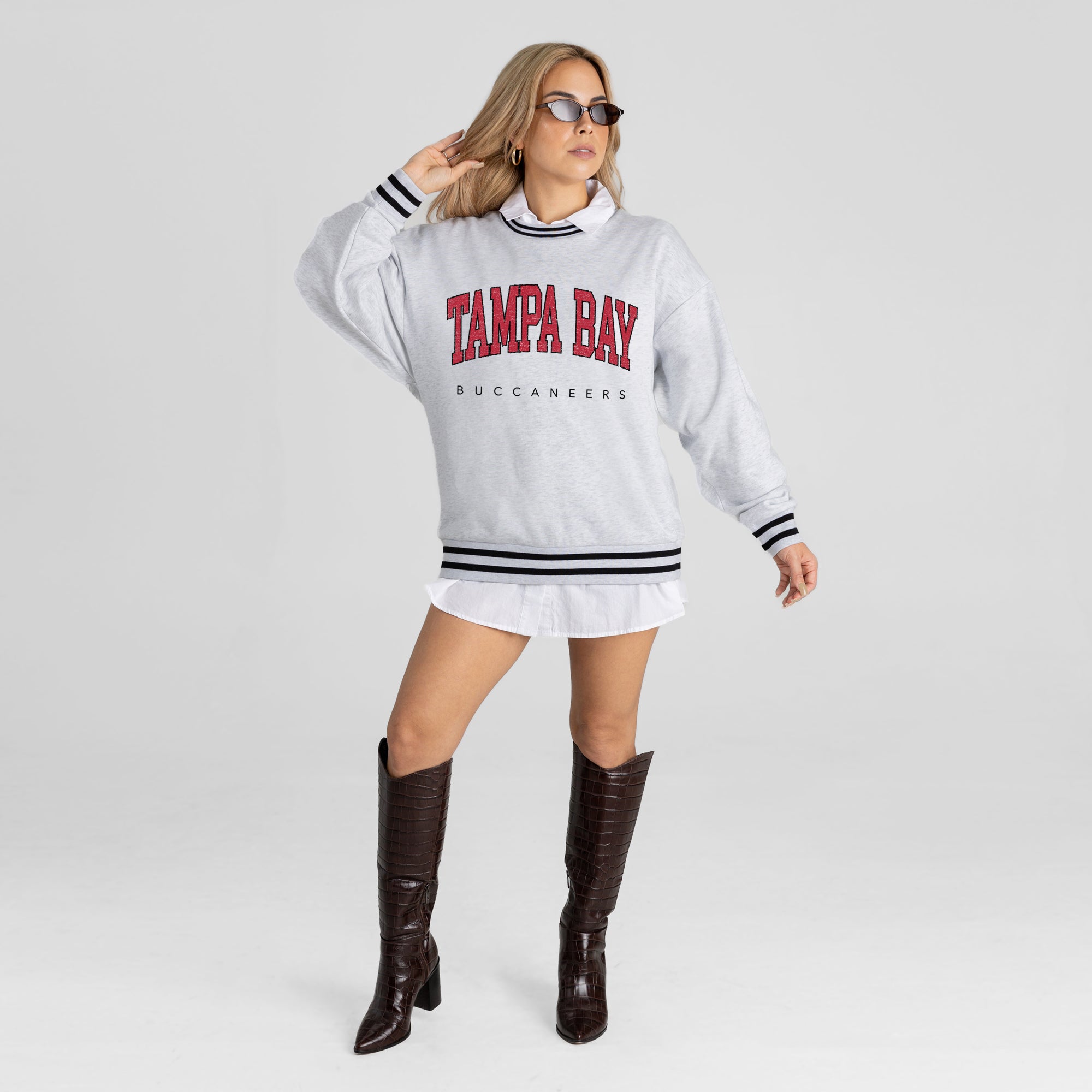 TAMPA BAY BUCCANEERS EASY ENERGY CREW FLEECE RINGER SWEATSHIRT