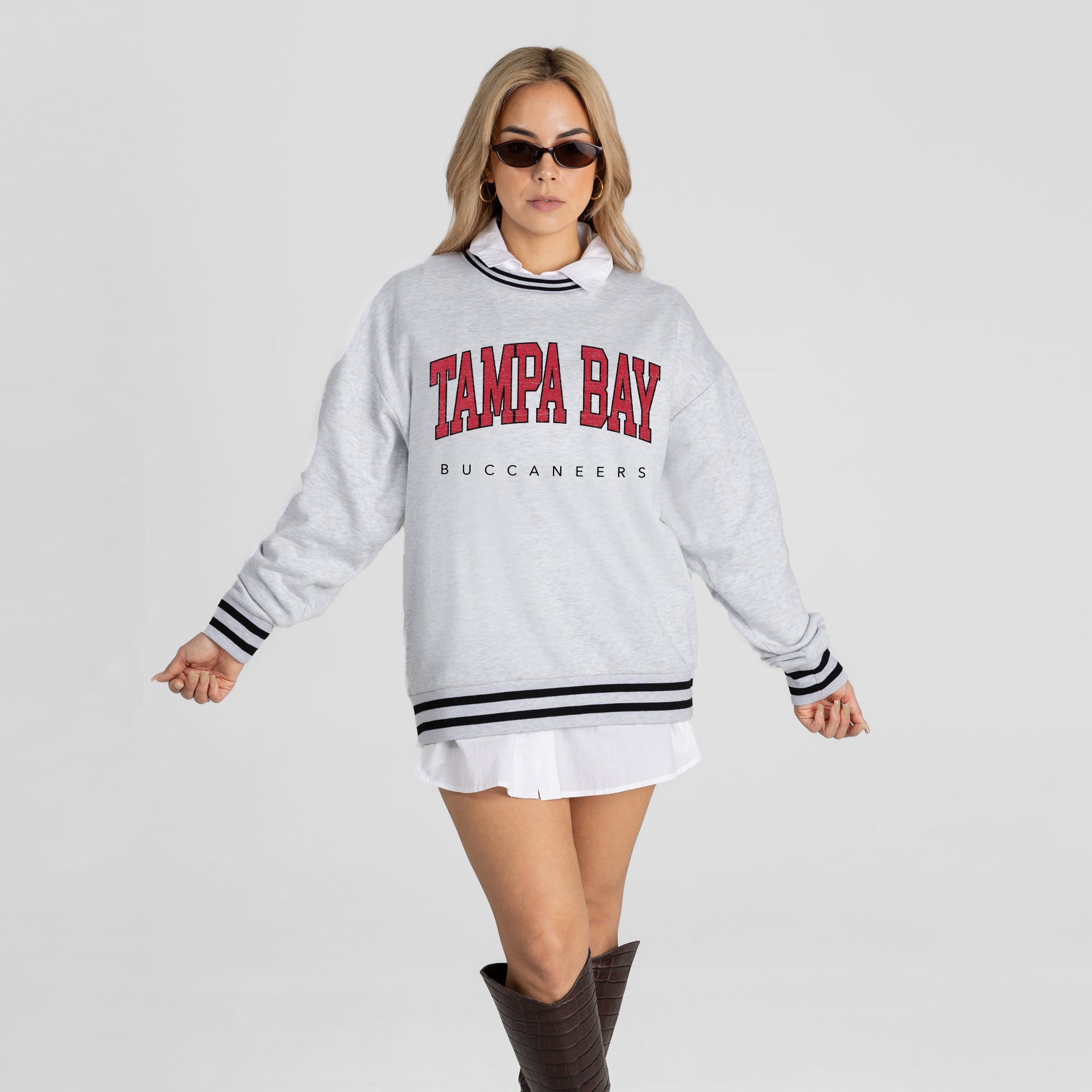 TAMPA BAY BUCCANEERS EASY ENERGY CREW FLEECE RINGER SWEATSHIRT