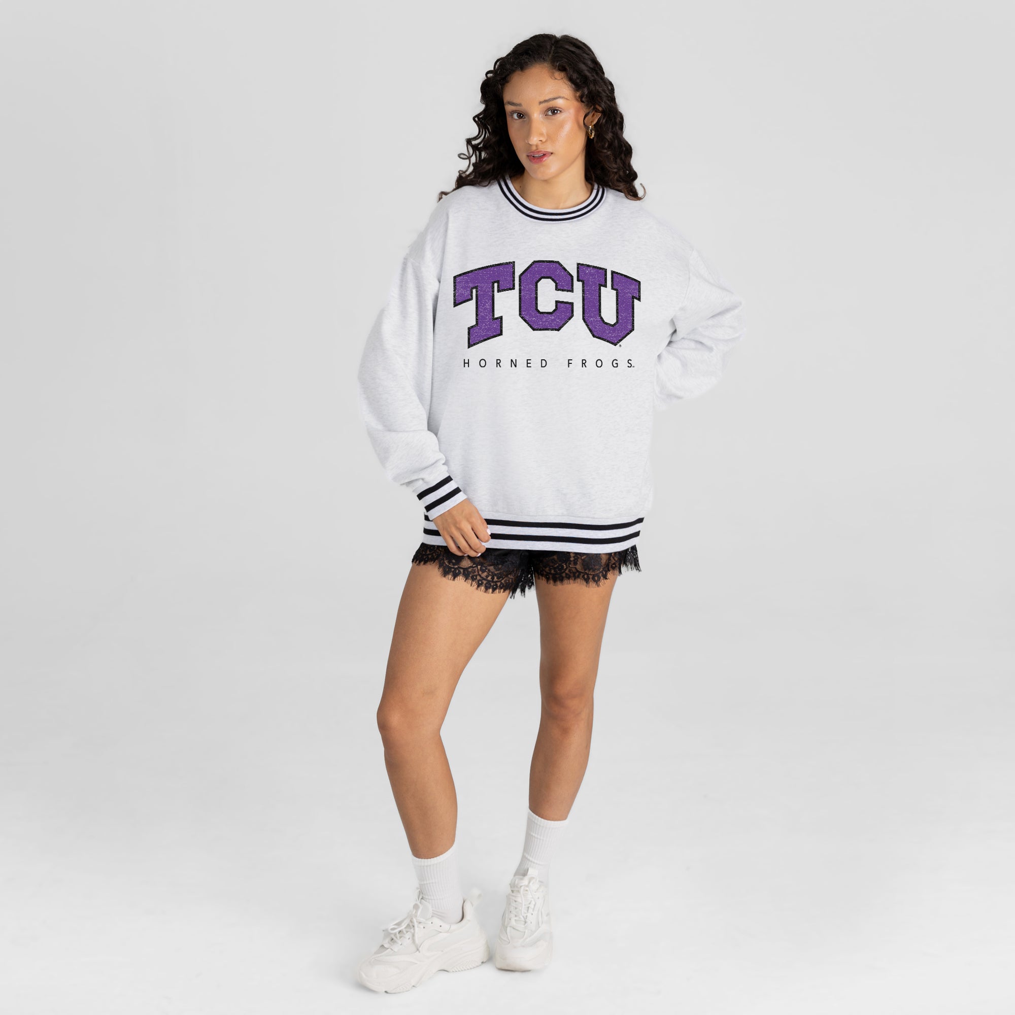 TCU HORNED FROGS EASY ENERGY CREW FLEECE RINGER SWEATSHIRT