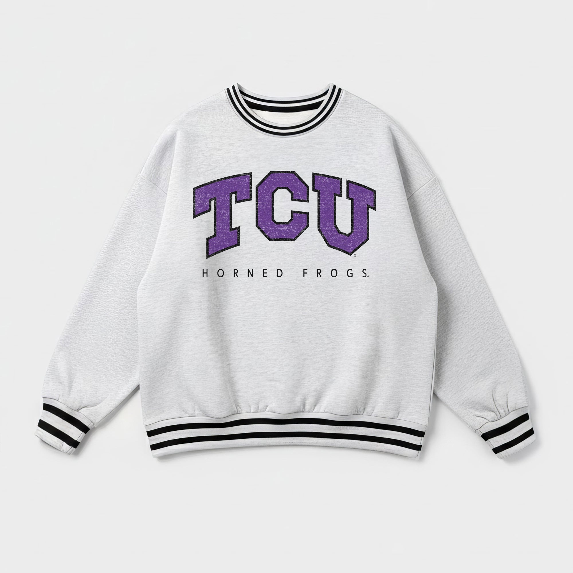 TCU HORNED FROGS EASY ENERGY CREW FLEECE RINGER SWEATSHIRT