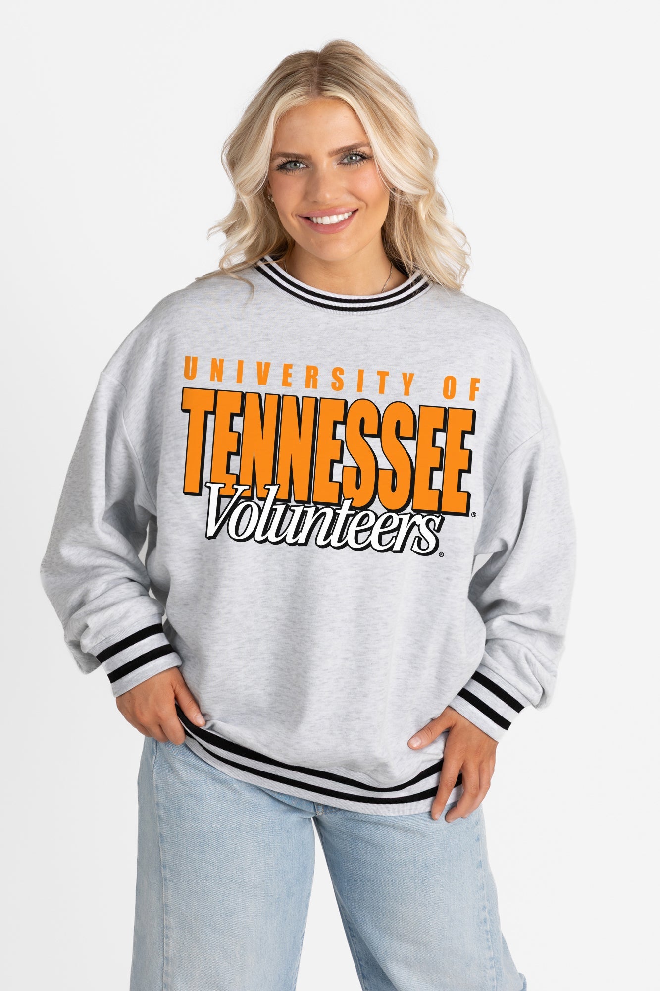 TENNESSEE VOLUNTEERS SHOWDOWN CREW FLEECE RINGER SWEATSHIRT