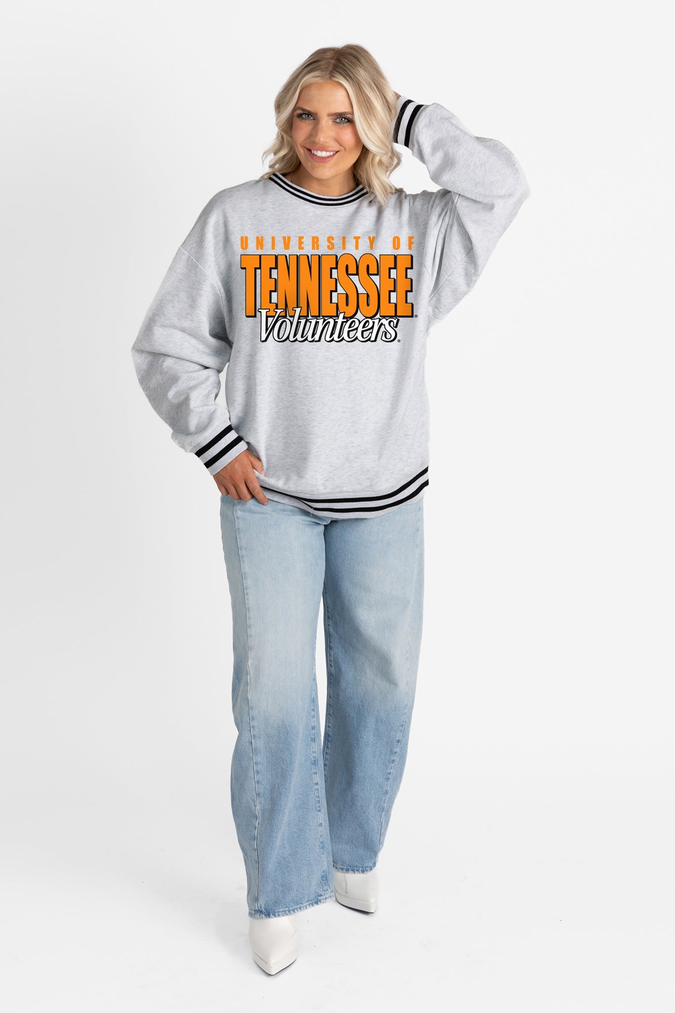TENNESSEE VOLUNTEERS SHOWDOWN CREW FLEECE RINGER SWEATSHIRT