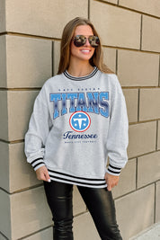 TENNESSEE TITANS GRIDIRON DRIVE CREW FLEECE RINGER SWEATSHIRT