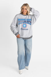 TENNESSEE TITANS GRIDIRON DRIVE CREW FLEECE RINGER SWEATSHIRT
