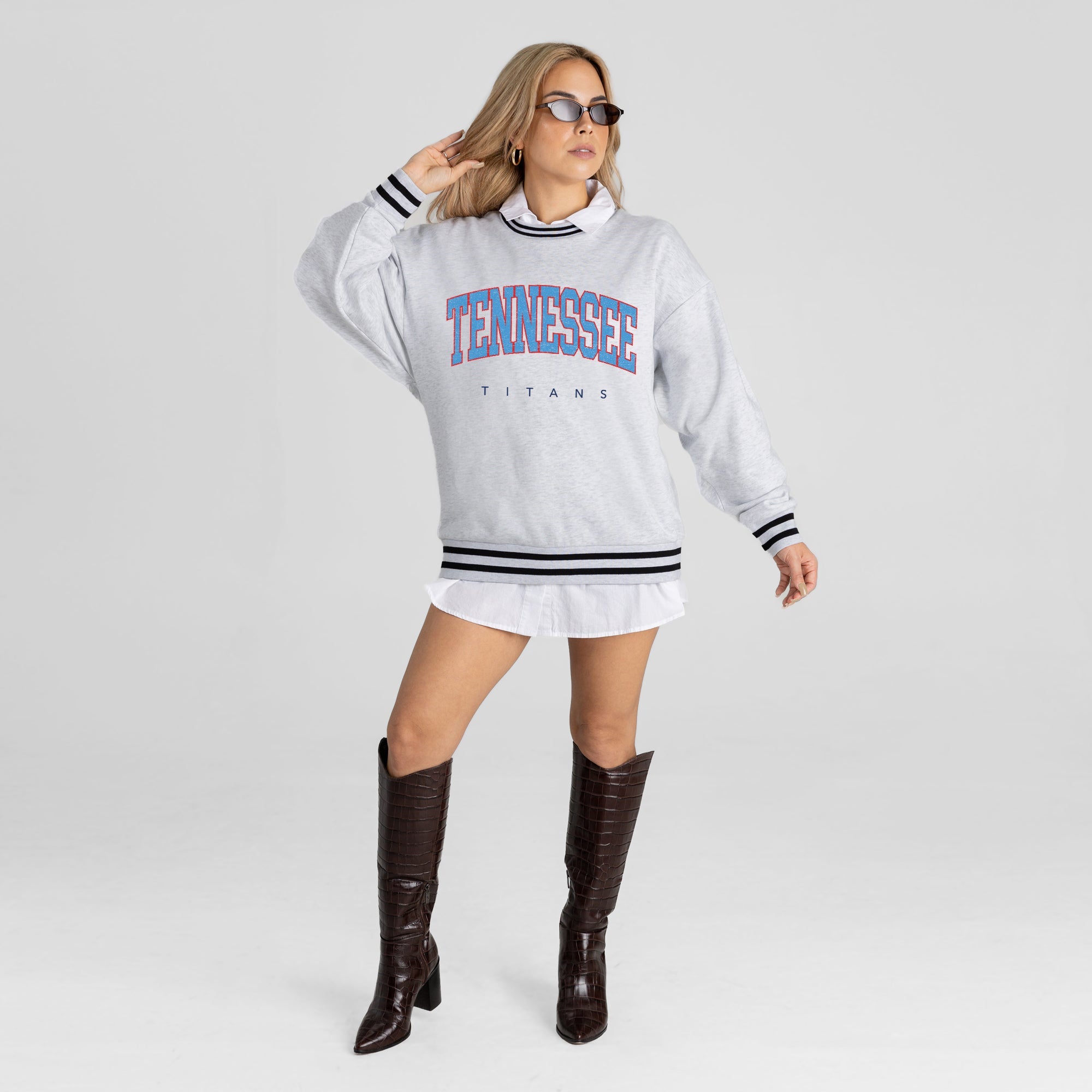 TENNESSEE TITANS EASY ENERGY CREW FLEECE RINGER SWEATSHIRT