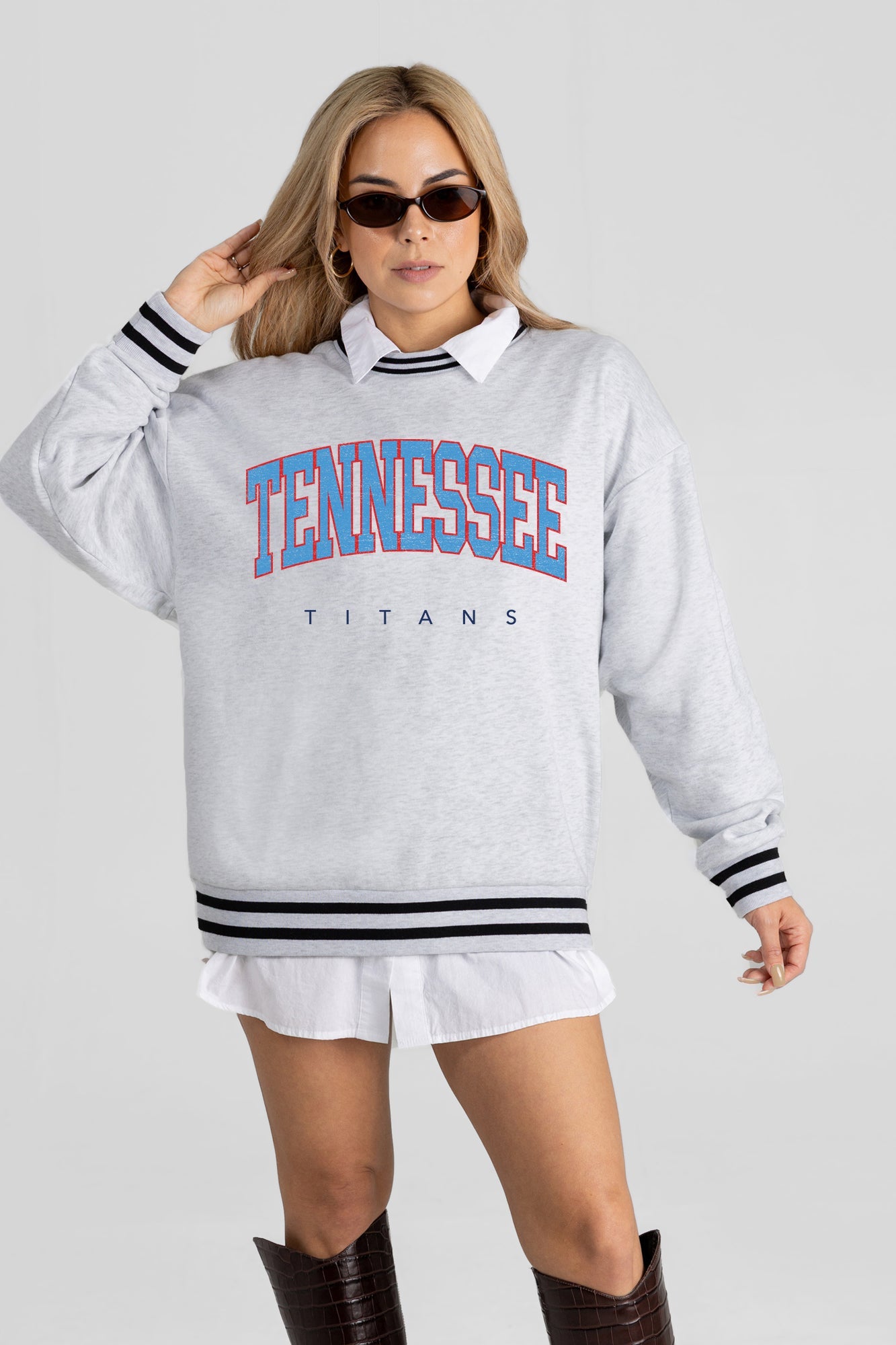 TENNESSEE TITANS EASY ENERGY CREW FLEECE RINGER SWEATSHIRT