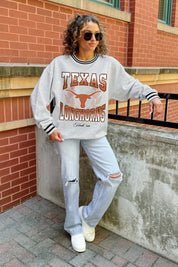 TEXAS LONGHORNS FADE ROUTE CREW FLEECE RINGER SWEATSHIRT