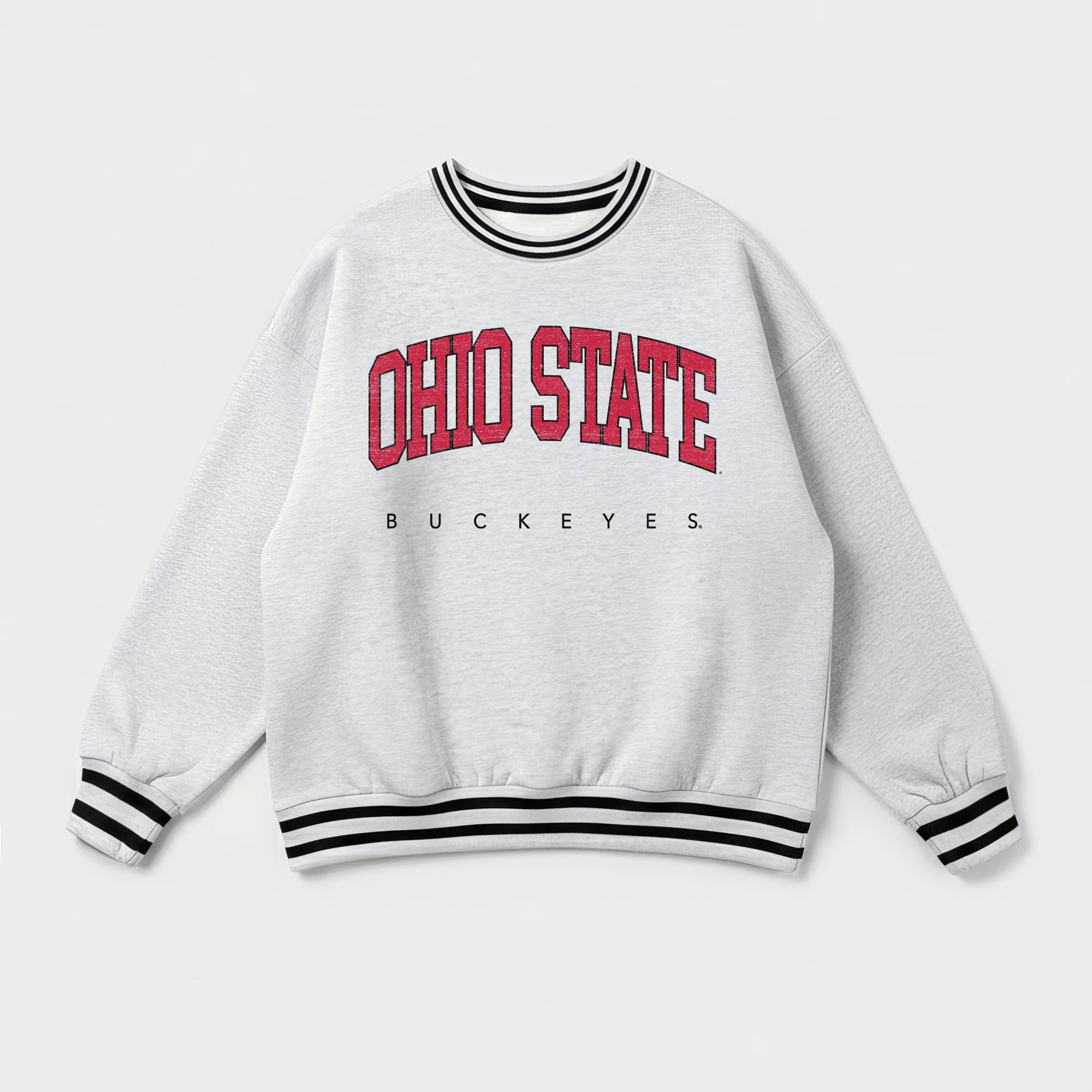 OHIO STATE BUCKEYES EASY ENERGY CREW FLEECE RINGER SWEATSHIRT