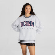UCONN HUSKIES EASY ENERGY CREW FLEECE RINGER SWEATSHIRT