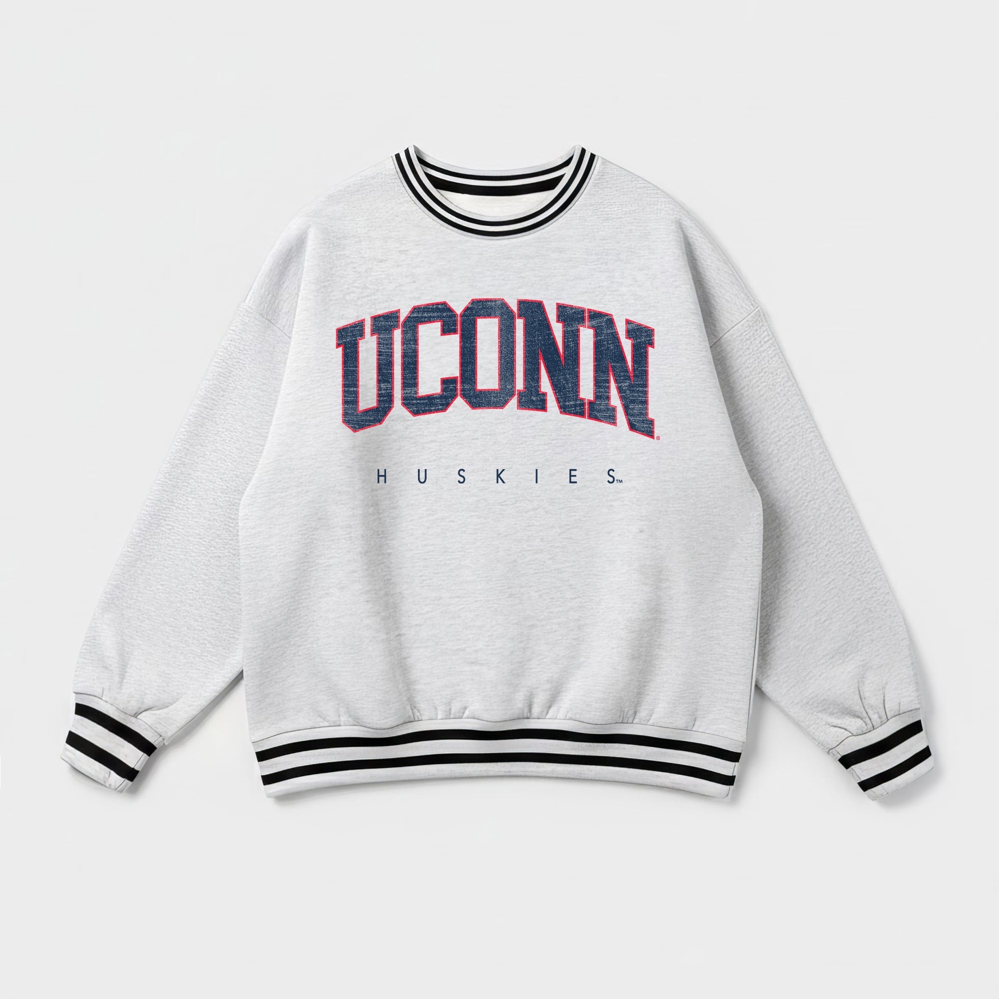 UCONN HUSKIES EASY ENERGY CREW FLEECE RINGER SWEATSHIRT
