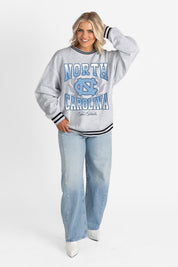 NORTH CAROLINA TAR HEELS FADE ROUTE CREW FLEECE RINGER SWEATSHIRT