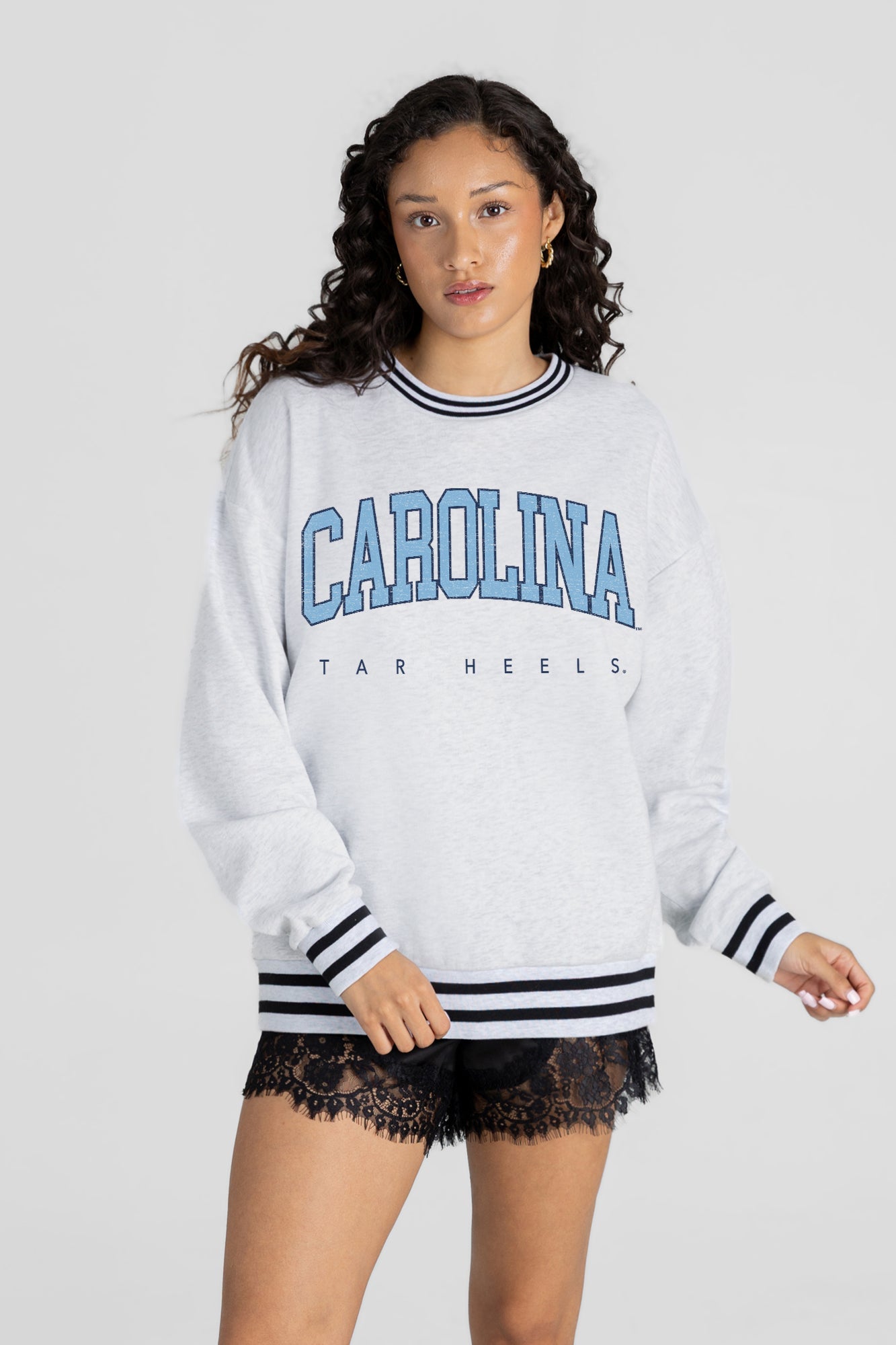 NORTH CAROLINA TAR HEELS EASY ENERGY CREW FLEECE RINGER SWEATSHIRT