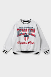 TEAM USA VICTORY STRIPE CREW FLEECE RINGER STRIPE SWEATSHIRT