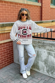 SOUTH CAROLINA GAMECOCKS FADE ROUTE CREW FLEECE RINGER SWEATSHIRT