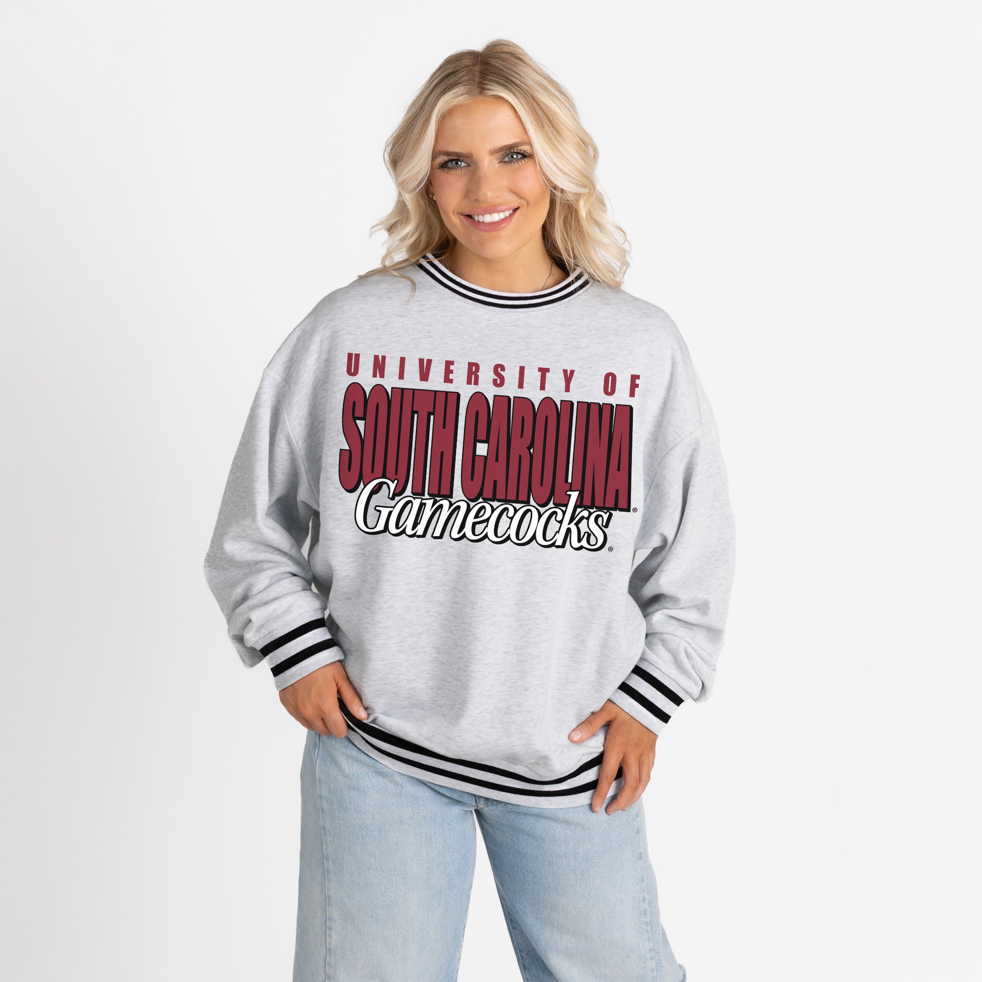 SOUTH CAROLINA GAMECOCKS SHOWDOWN CREW FLEECE RINGER SWEATSHIRT