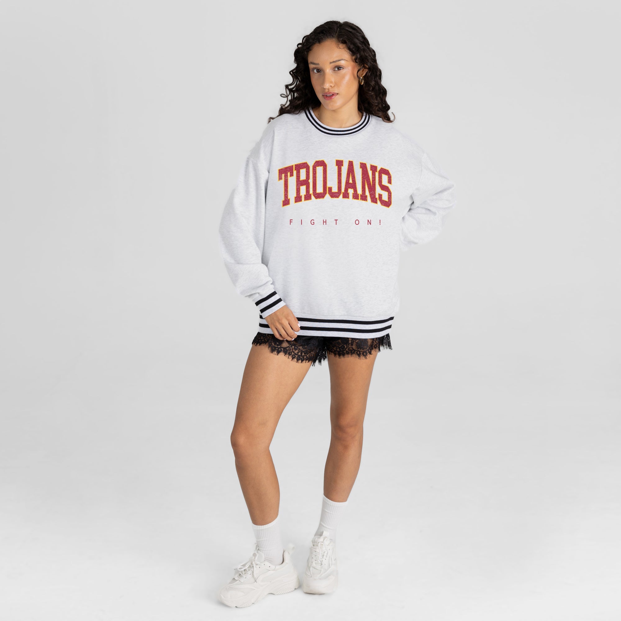 USC TROJANS EASY ENERGY CREW FLEECE RINGER SWEATSHIRT