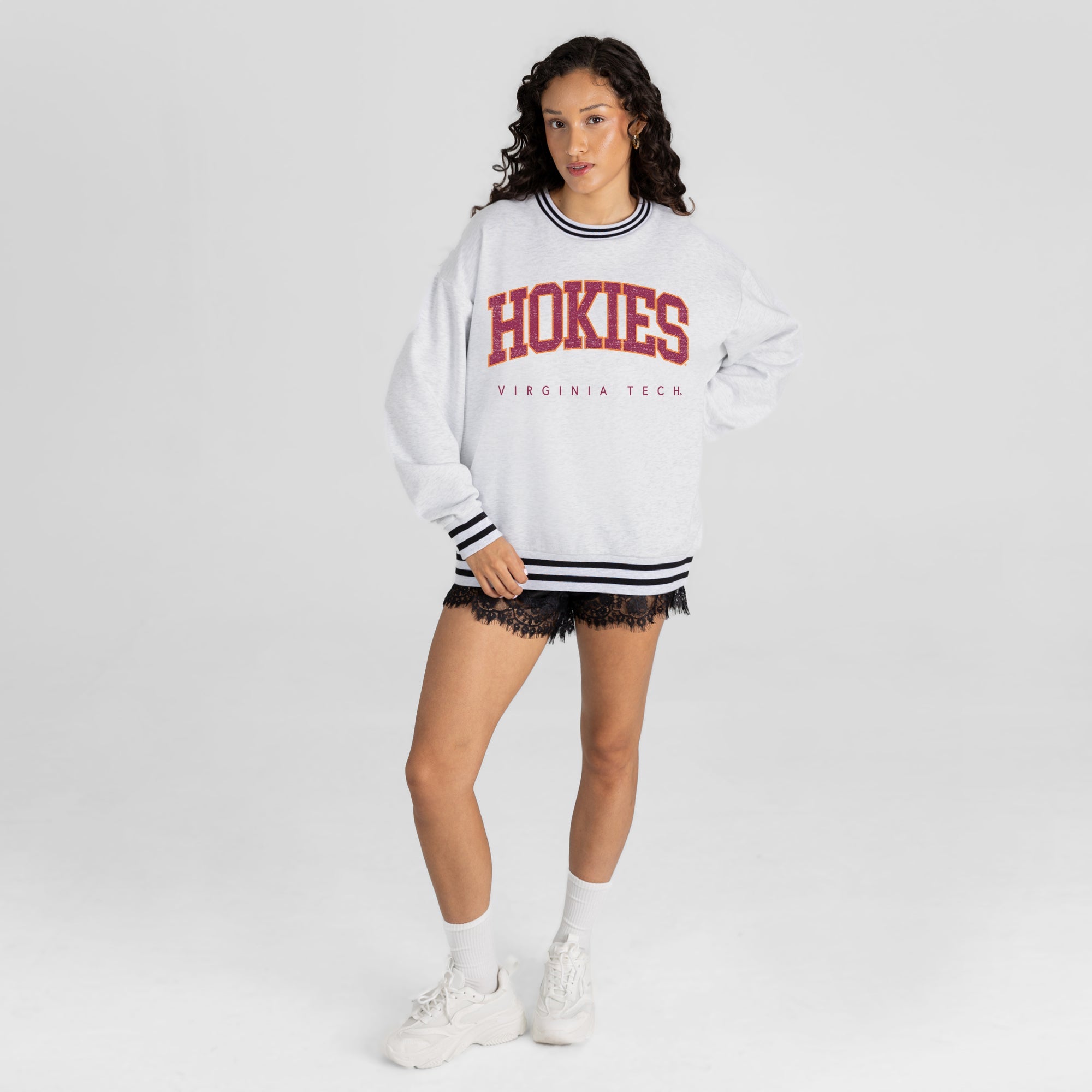 VIRGINIA TECH HOKIES EASY ENERGY CREW FLEECE RINGER SWEATSHIRT