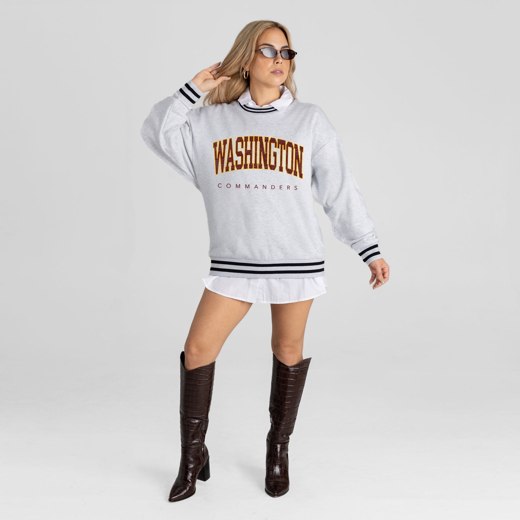 WASHINGTON COMMANDERS EASY ENERGY CREW FLEECE RINGER SWEATSHIRT