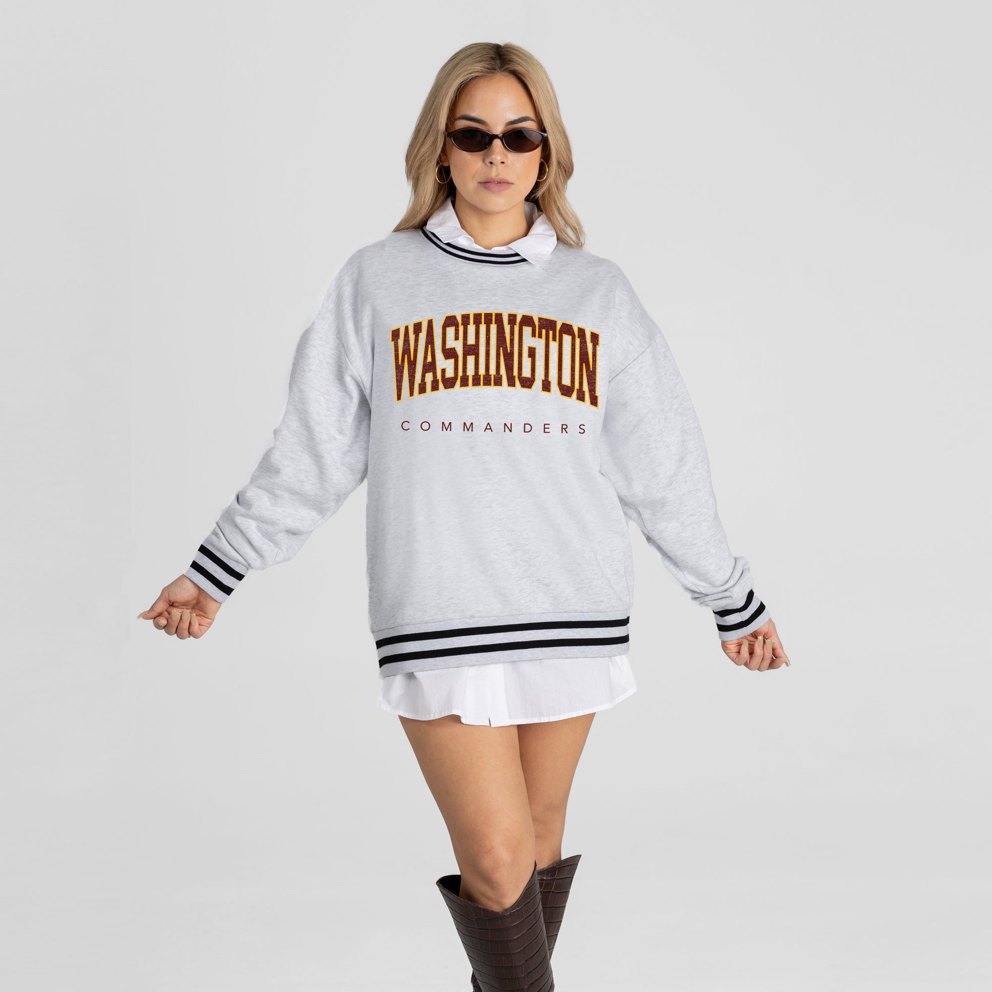 WASHINGTON COMMANDERS EASY ENERGY CREW FLEECE RINGER SWEATSHIRT
