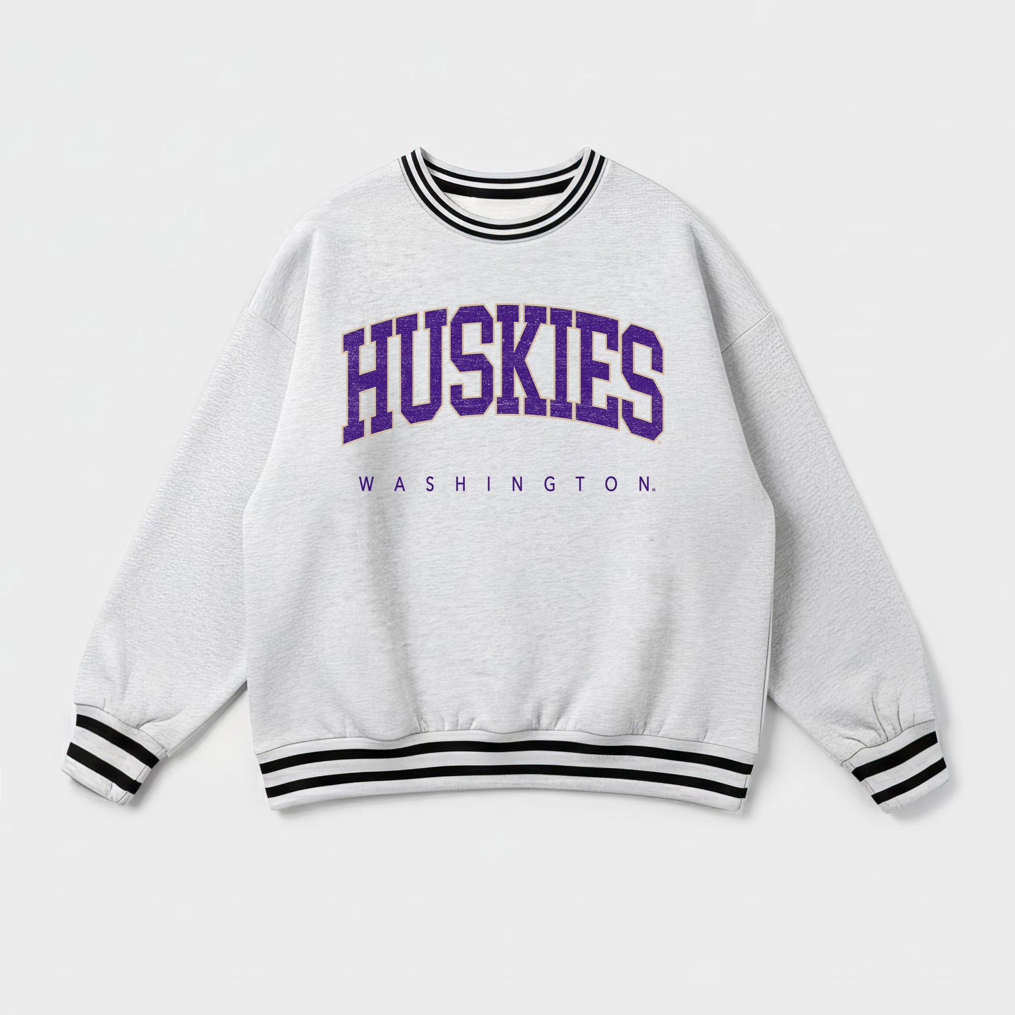 WASHINGTON HUSKIES EASY ENERGY CREW FLEECE RINGER SWEATSHIRT