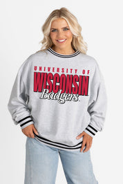 WISCONSIN BADGERS SHOWDOWN CREW FLEECE RINGER SWEATSHIRT