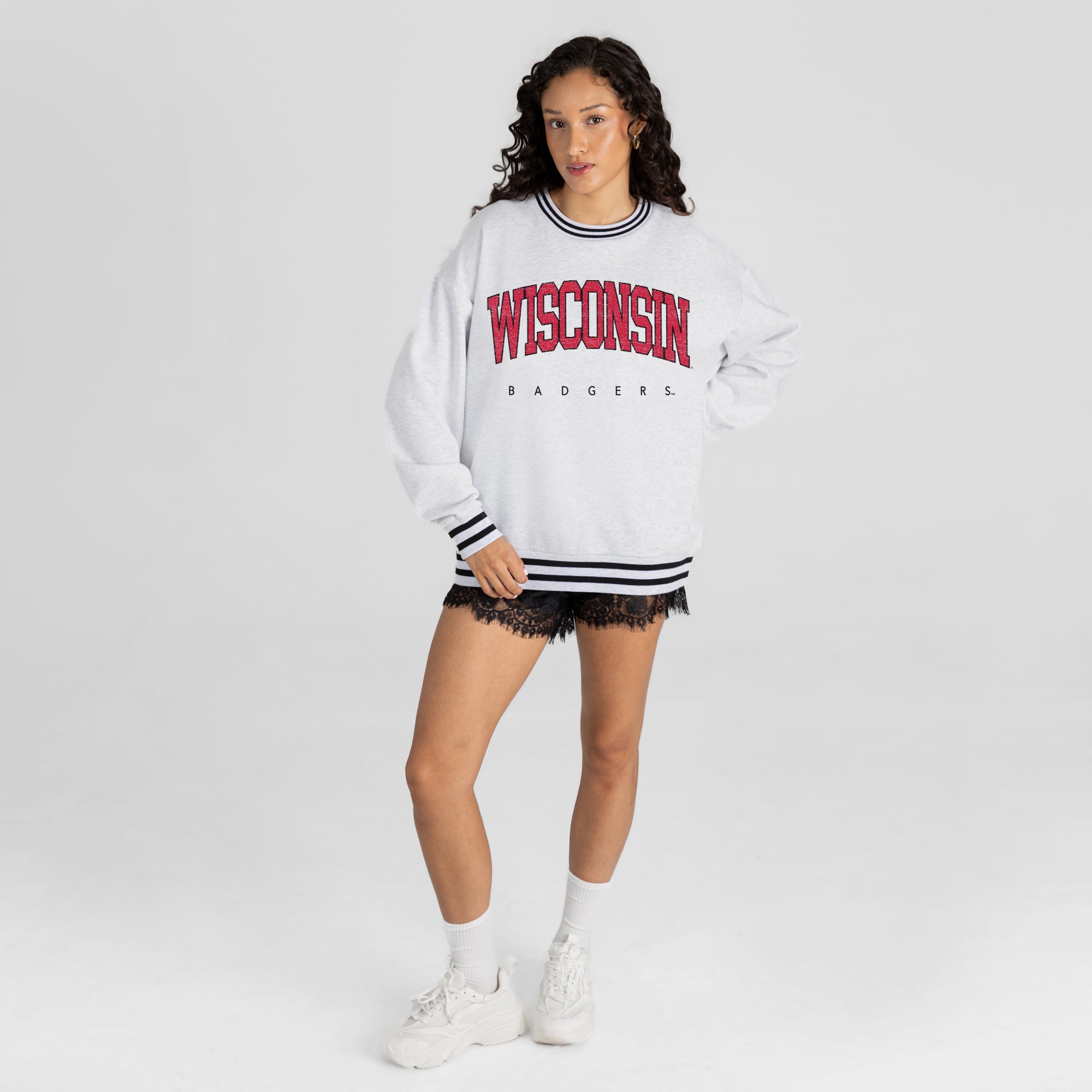WISCONSIN BADGERS EASY ENERGY CREW FLEECE RINGER SWEATSHIRT