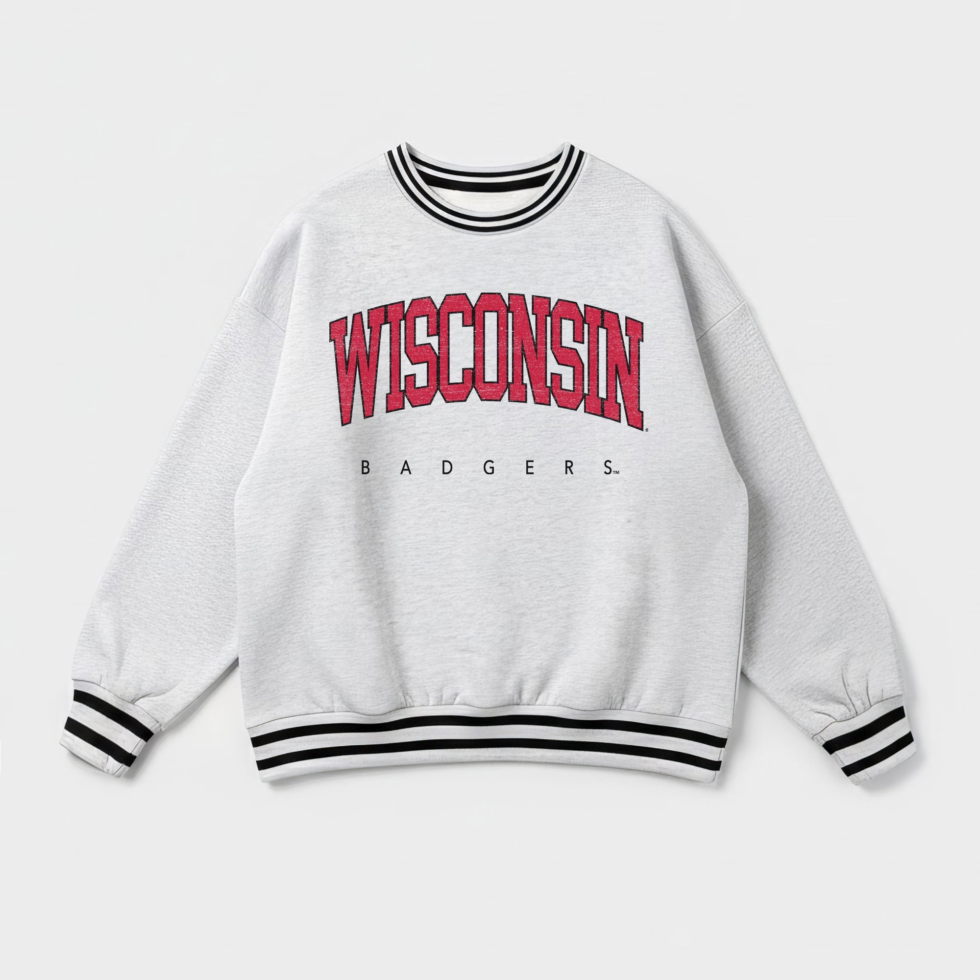 WISCONSIN BADGERS EASY ENERGY CREW FLEECE RINGER SWEATSHIRT