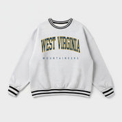 WEST VIRGINIA MOUNTAINEERS EASY ENERGY CREW FLEECE RINGER SWEATSHIRT