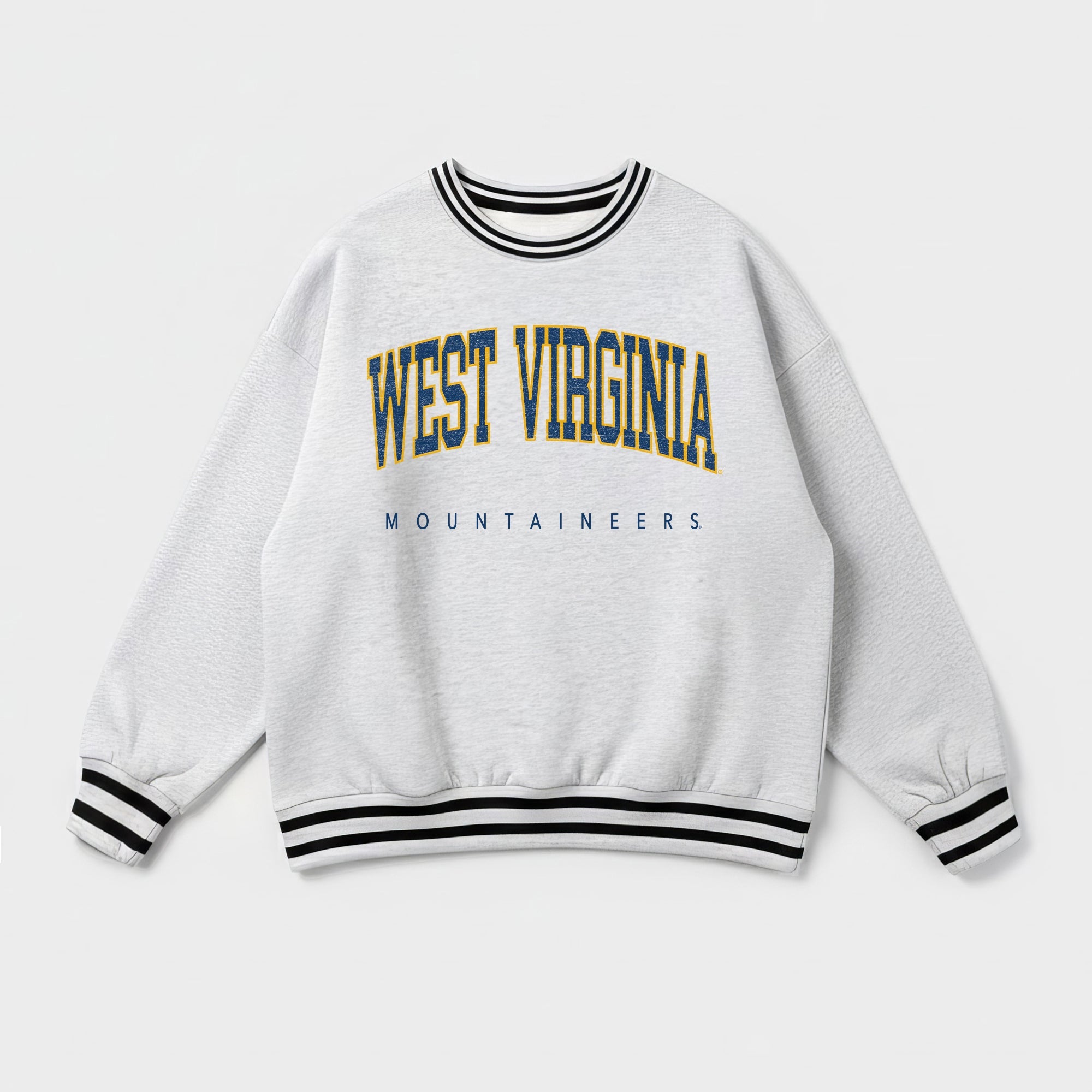 WEST VIRGINIA MOUNTAINEERS EASY ENERGY CREW FLEECE RINGER SWEATSHIRT