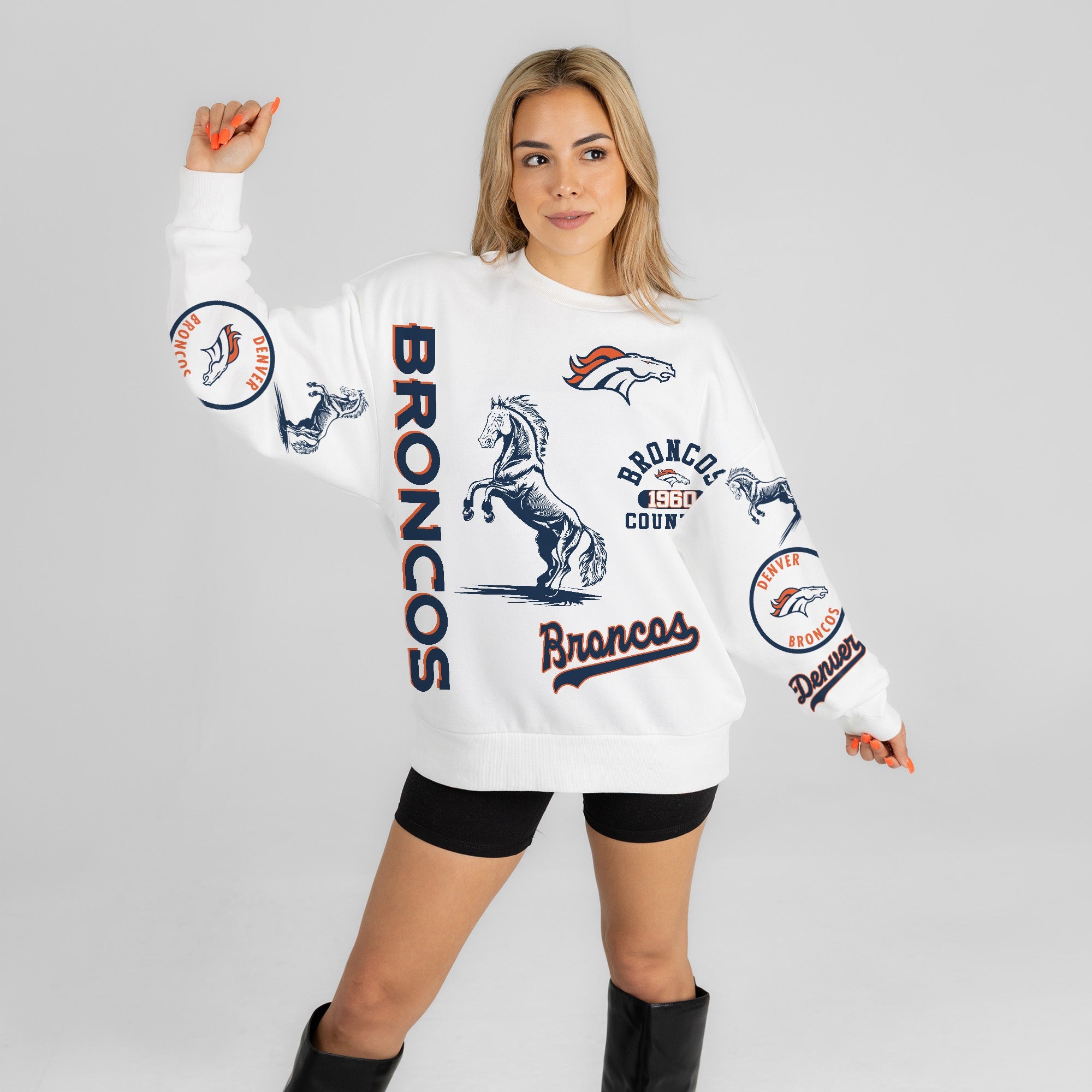DENVER BRONCOS PRIME TIME PREMIUM CREWNECK SWEATSHIRT