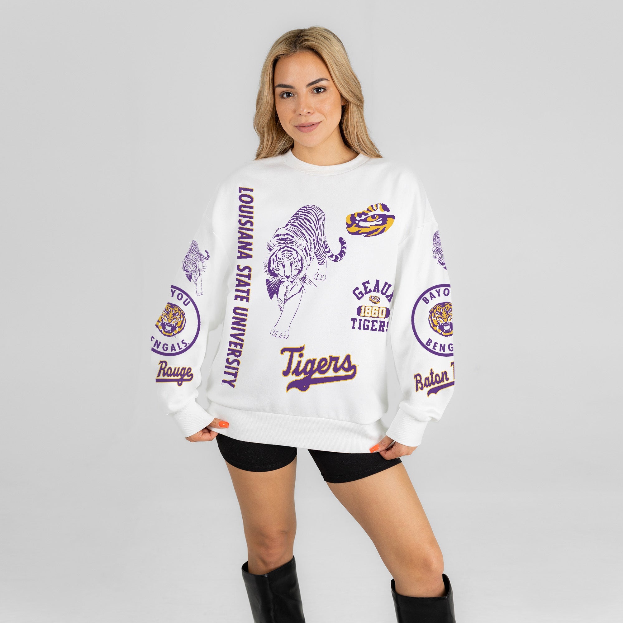 LSU TIGERS PRIME TIME PREMIUM CREWNECK SWEATSHIRT