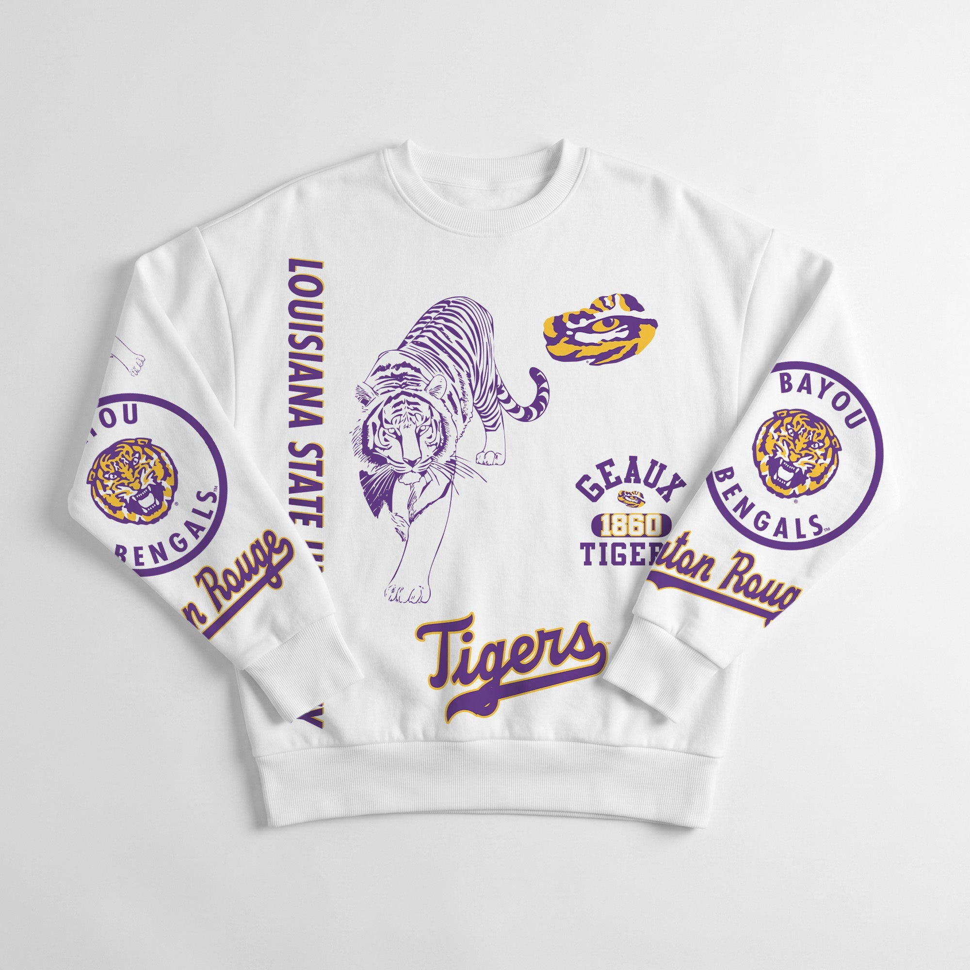 LSU TIGERS PRIME TIME PREMIUM CREWNECK SWEATSHIRT