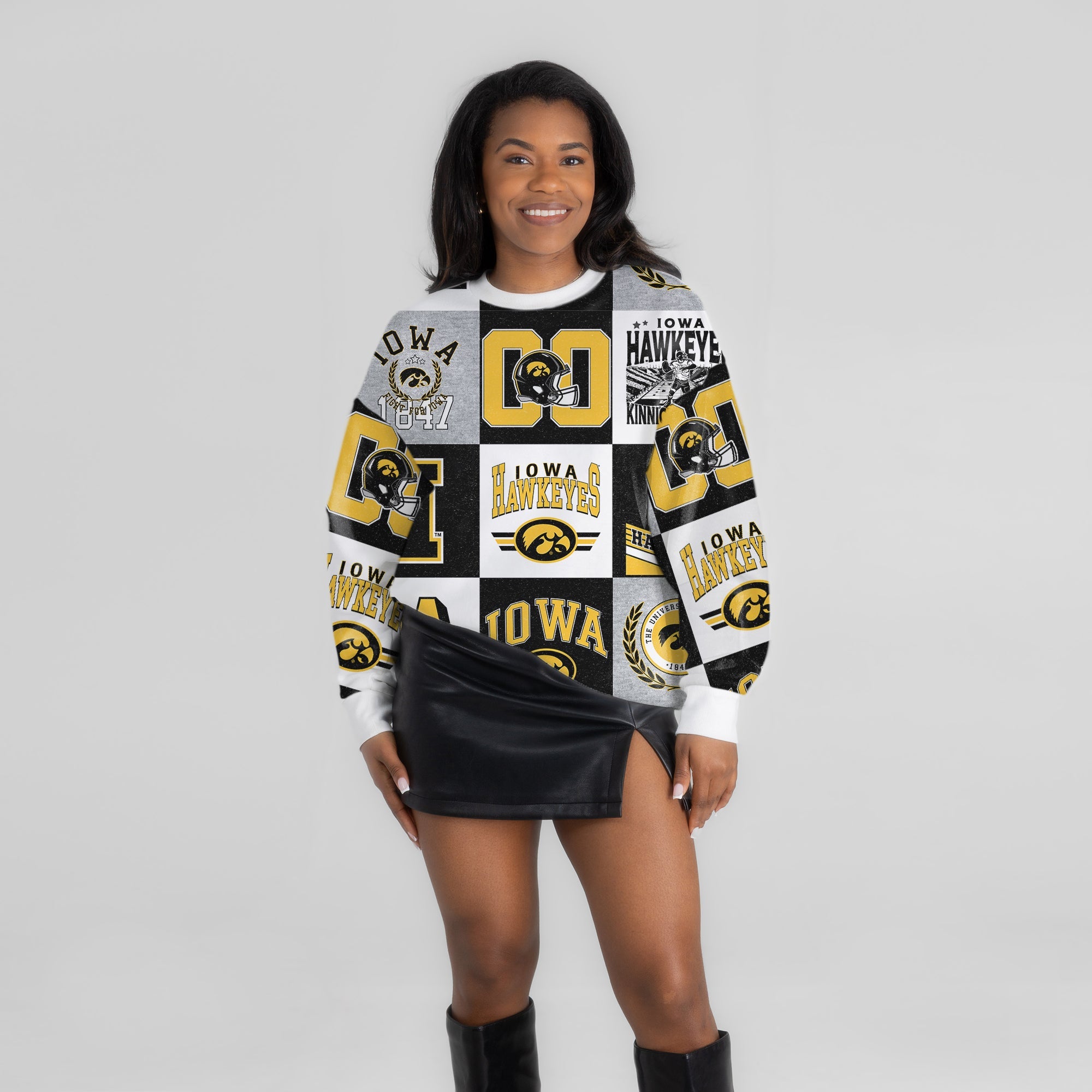 IOWA HAWKEYES HIGHLIGHT REEL PREMIUM CREWNECK SWEATSHIRT