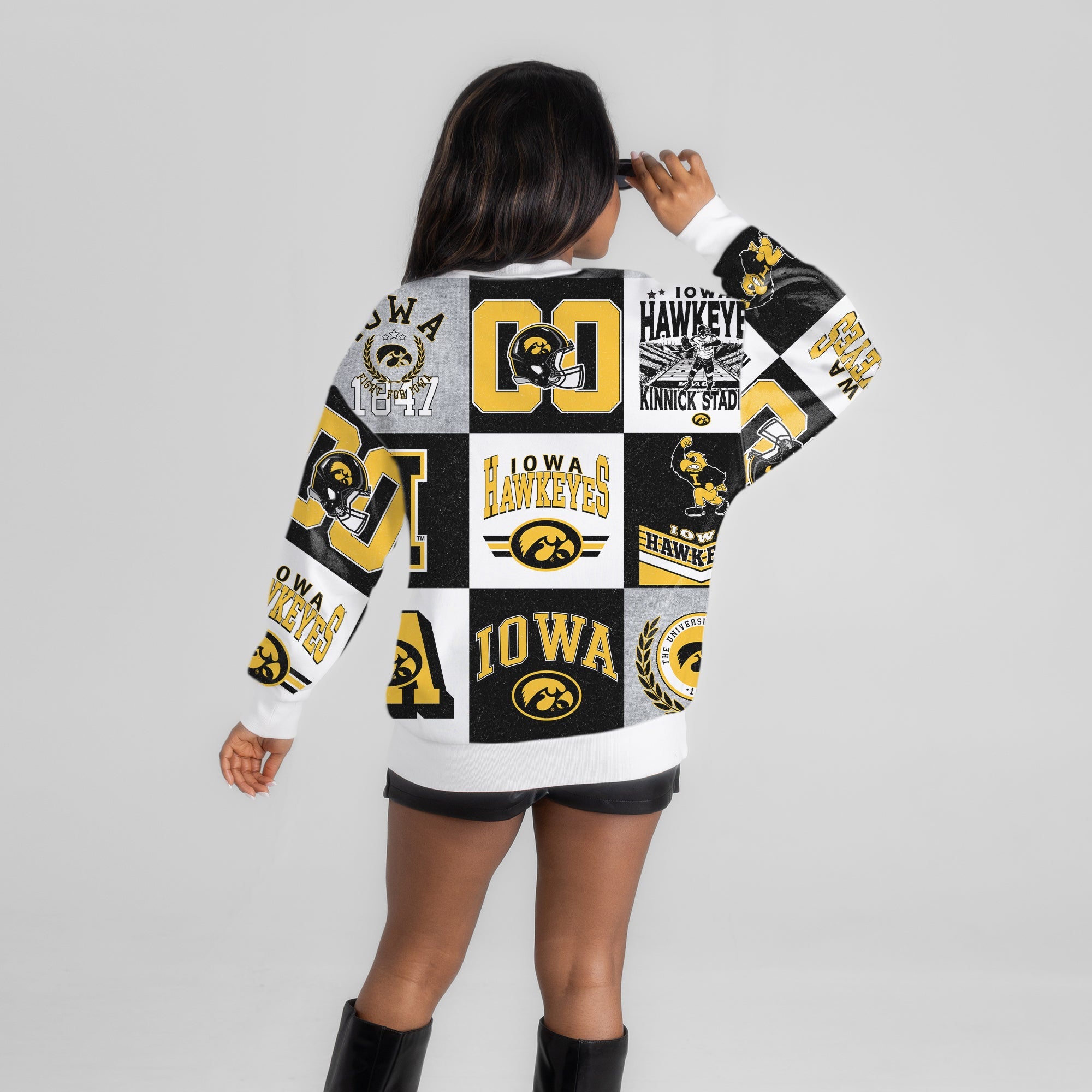 IOWA HAWKEYES HIGHLIGHT REEL PREMIUM CREWNECK SWEATSHIRT