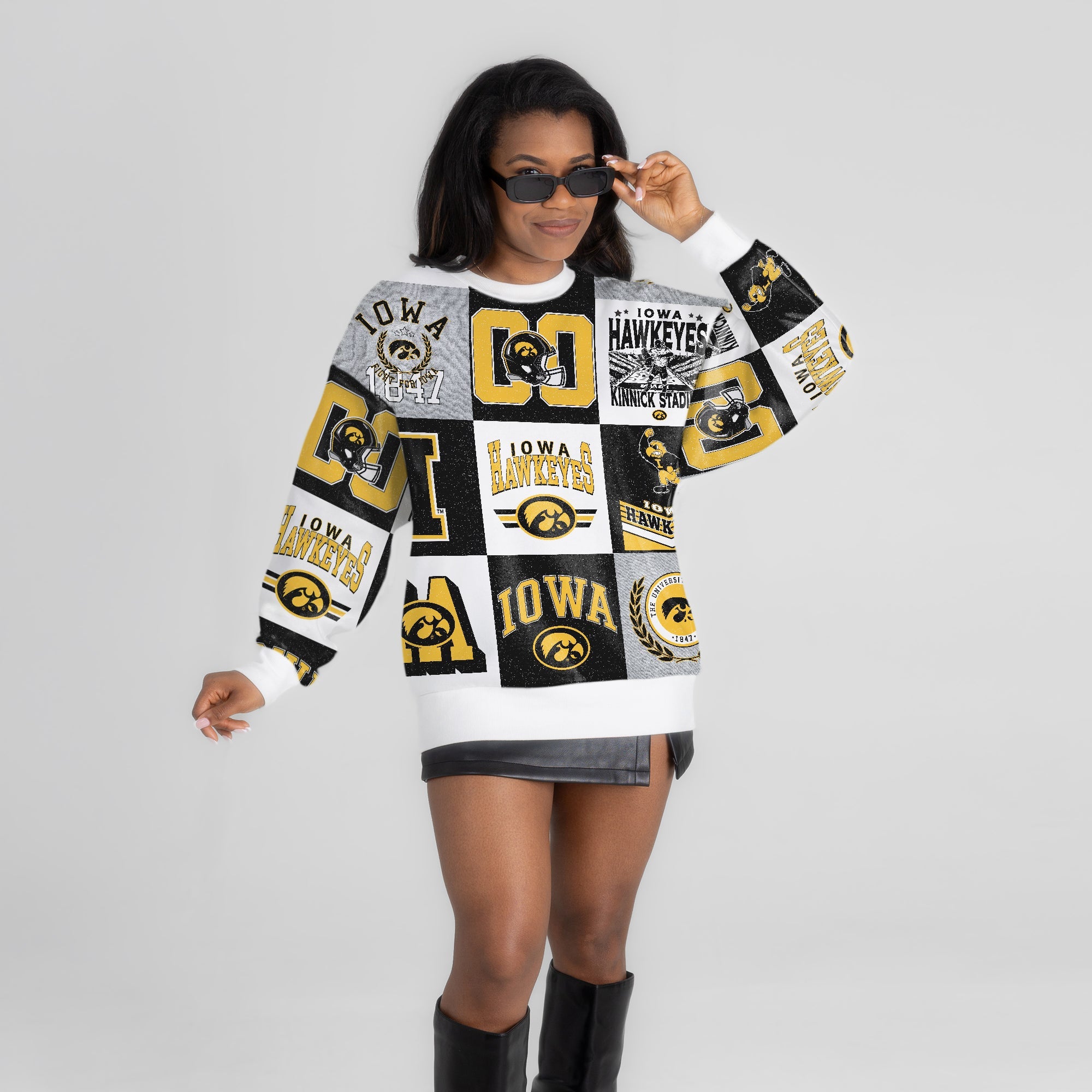 IOWA HAWKEYES HIGHLIGHT REEL PREMIUM CREWNECK SWEATSHIRT