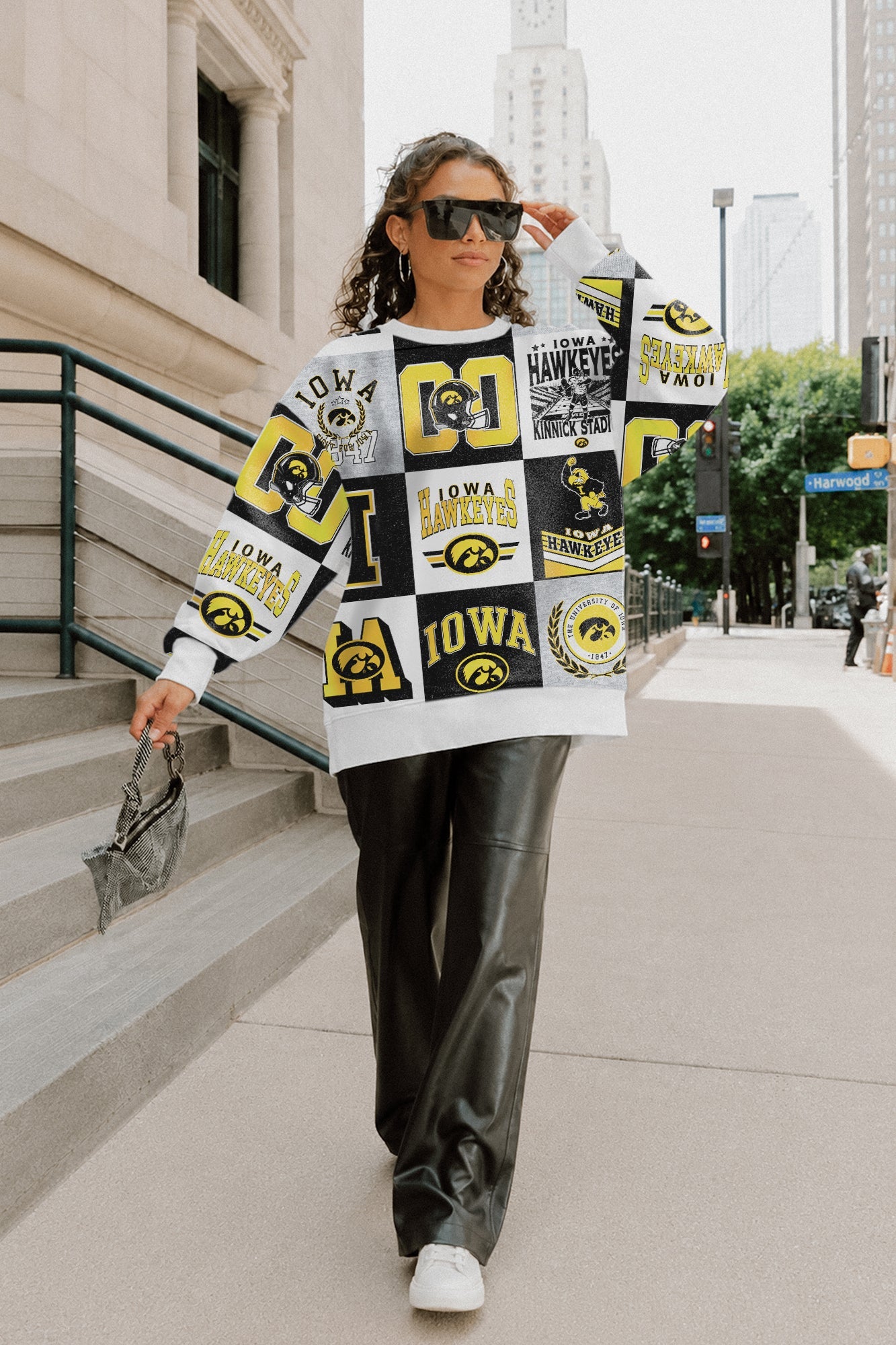 IOWA HAWKEYES HIGHLIGHT REEL PREMIUM CREWNECK SWEATSHIRT