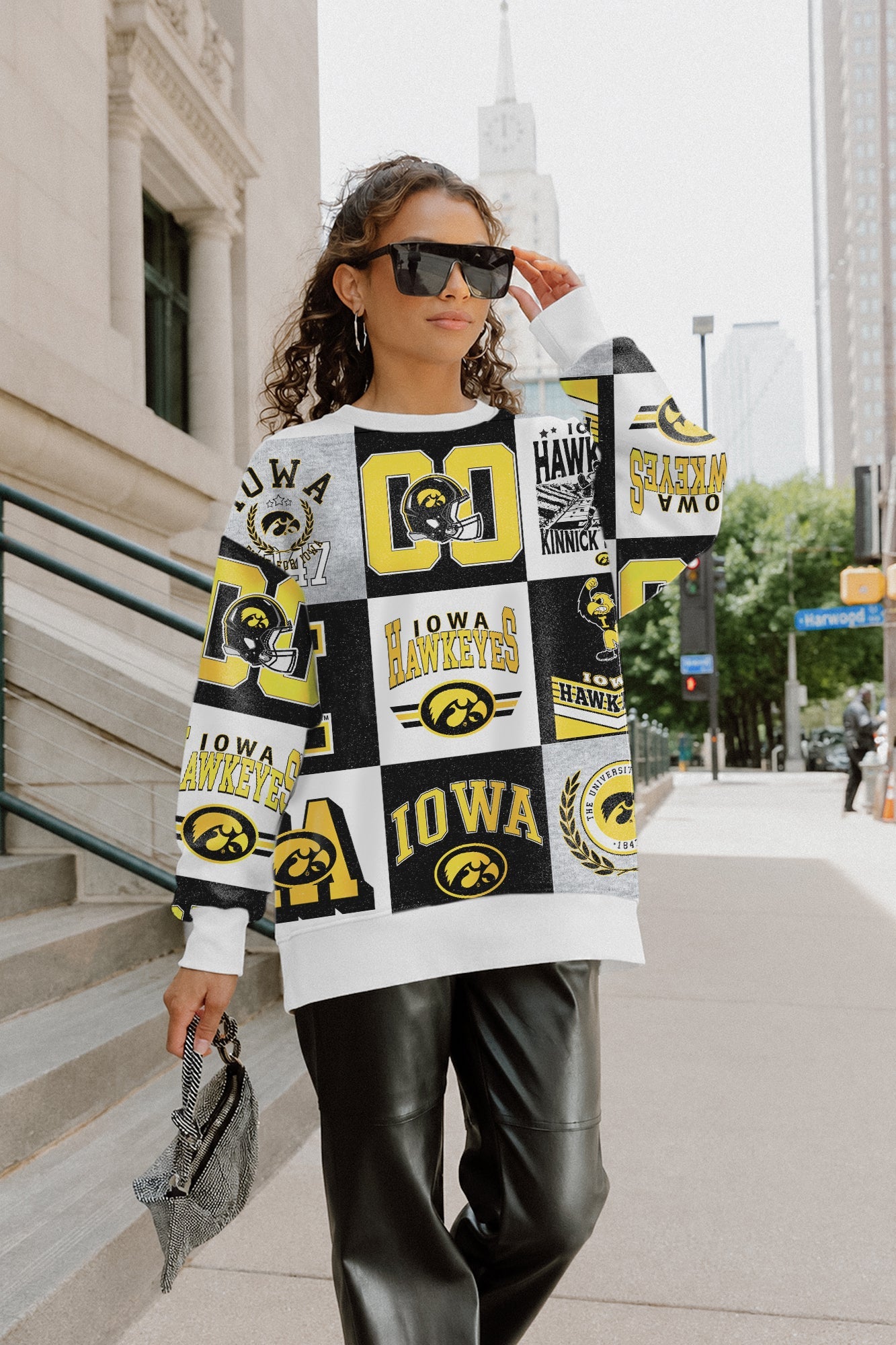 IOWA HAWKEYES HIGHLIGHT REEL PREMIUM CREWNECK SWEATSHIRT