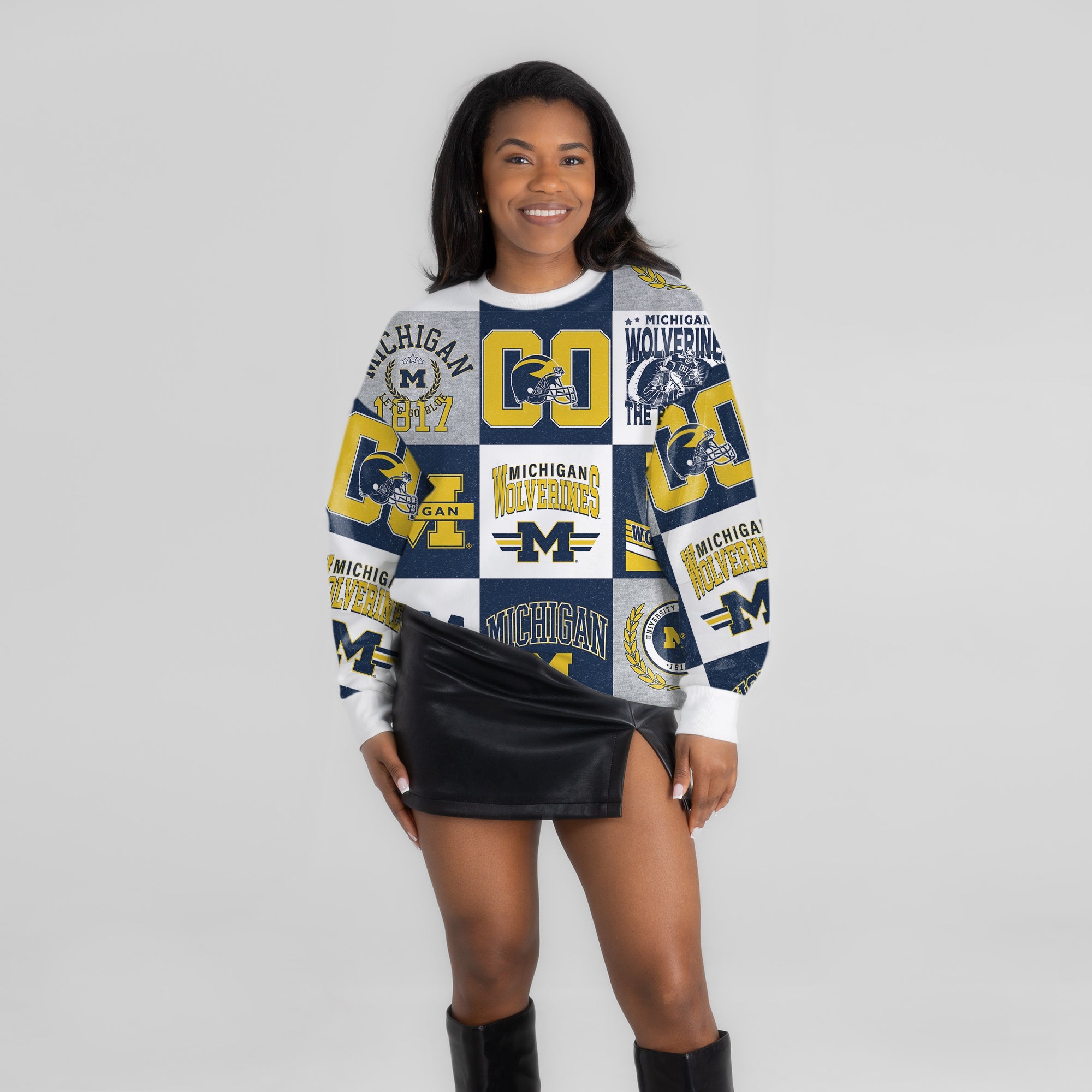 MICHIGAN WOLVERINES HIGHLIGHT REEL PREMIUM CREWNECK SWEATSHIRT