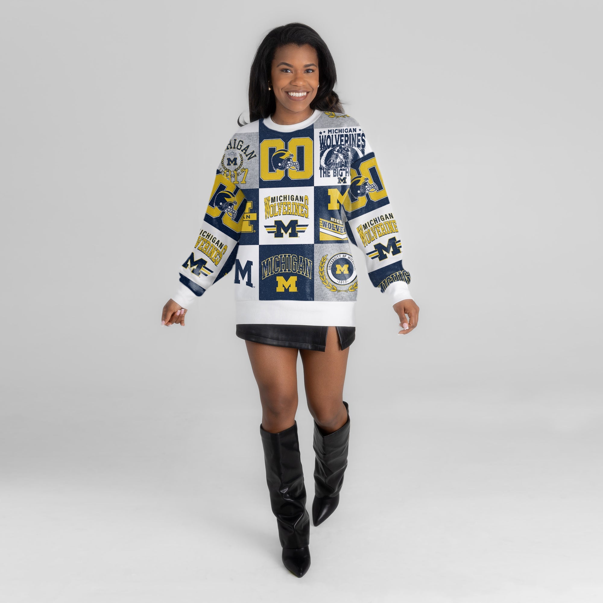 MICHIGAN WOLVERINES HIGHLIGHT REEL PREMIUM CREWNECK SWEATSHIRT