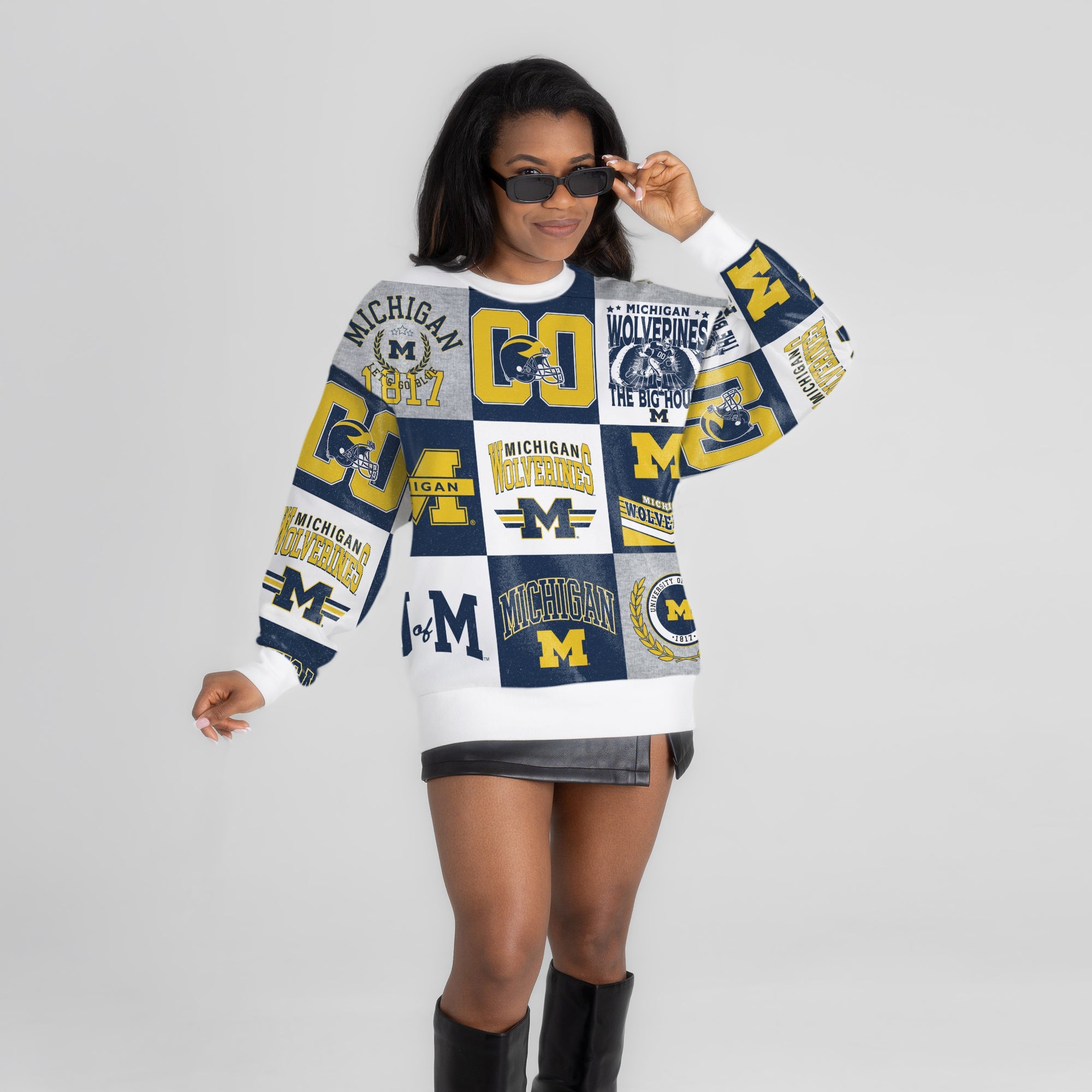 MICHIGAN WOLVERINES HIGHLIGHT REEL PREMIUM CREWNECK SWEATSHIRT