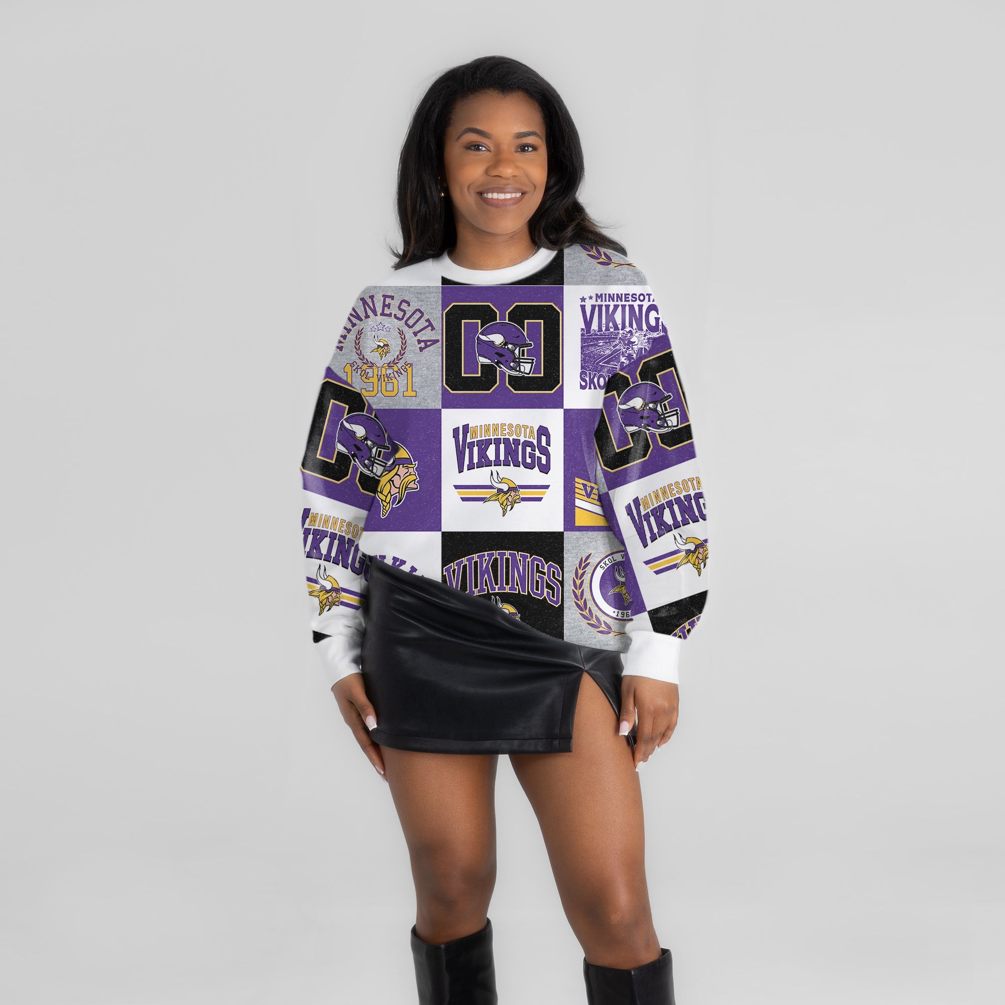 MINNESOTA VIKINGS HIGHLIGHT REEL PREMIUM CREWNECK SWEATSHIRT