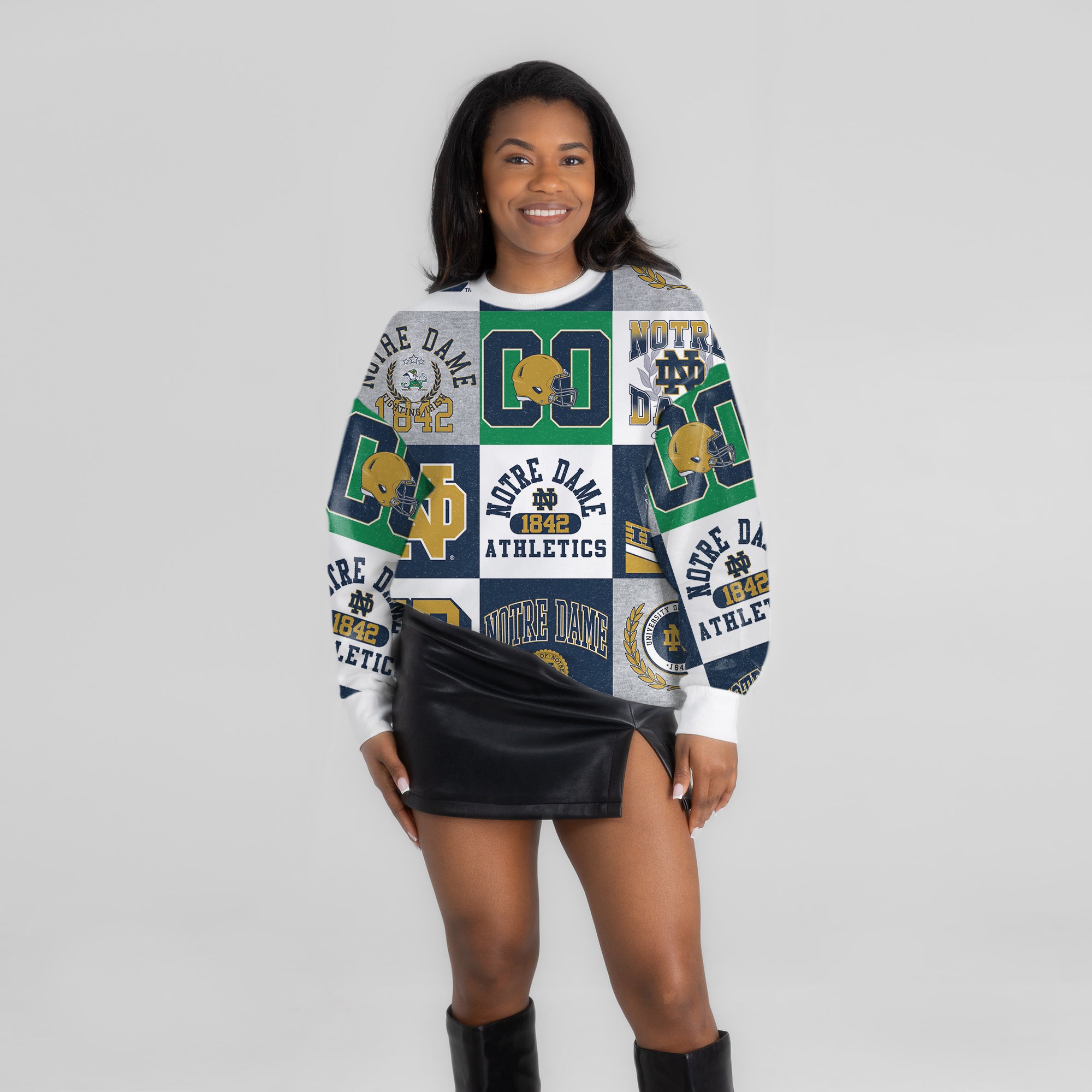NOTRE DAME FIGHTING IRISH HIGHLIGHT REEL PREMIUM CREWNECK SWEATSHIRT