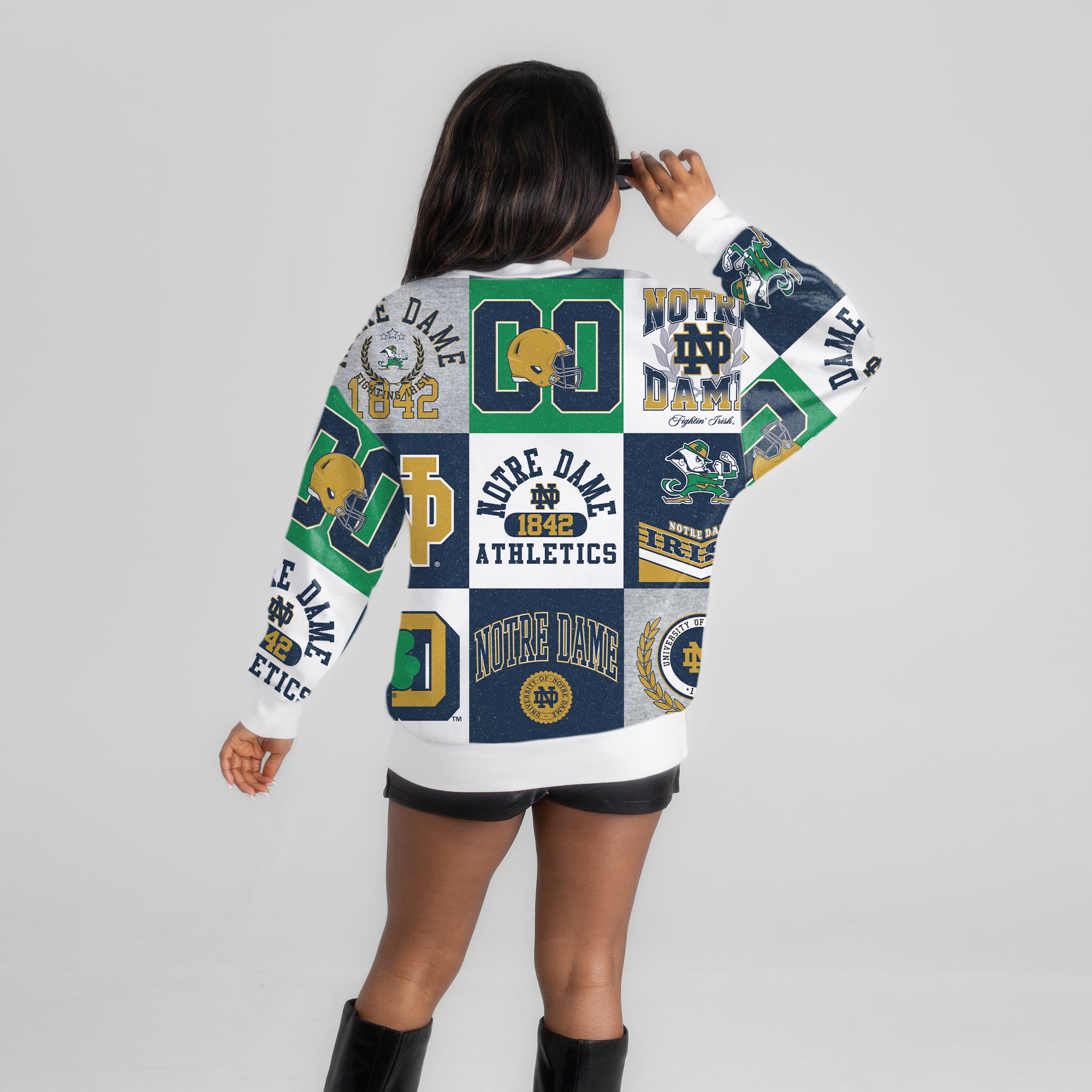 NOTRE DAME FIGHTING IRISH HIGHLIGHT REEL PREMIUM CREWNECK SWEATSHIRT