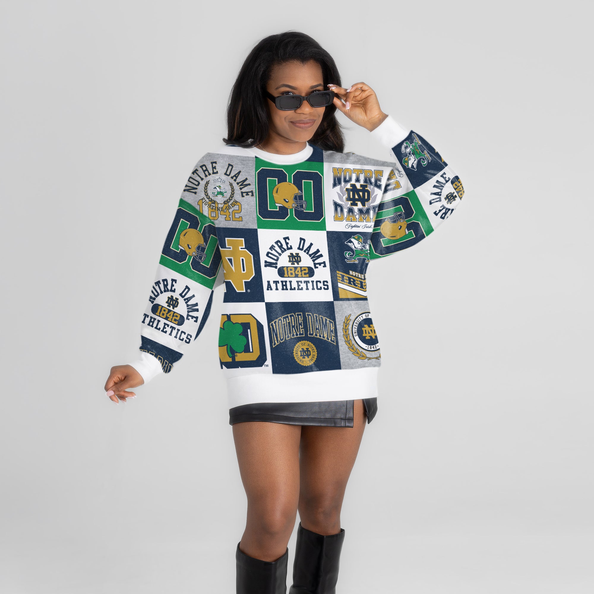 NOTRE DAME FIGHTING IRISH HIGHLIGHT REEL PREMIUM CREWNECK SWEATSHIRT