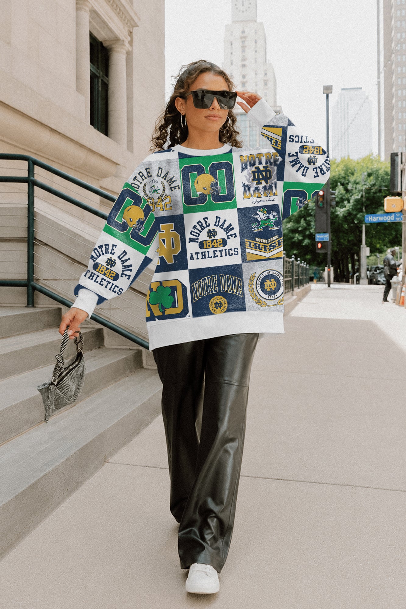 NOTRE DAME FIGHTING IRISH HIGHLIGHT REEL PREMIUM CREWNECK SWEATSHIRT