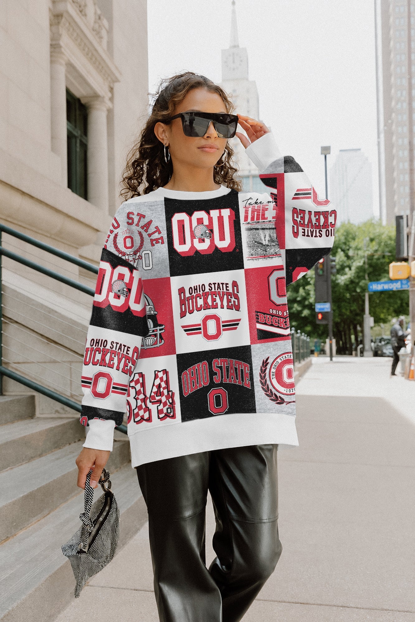 OHIO STATE BUCKEYES HIGHLIGHT REEL PREMIUM CREWNECK SWEATSHIRT