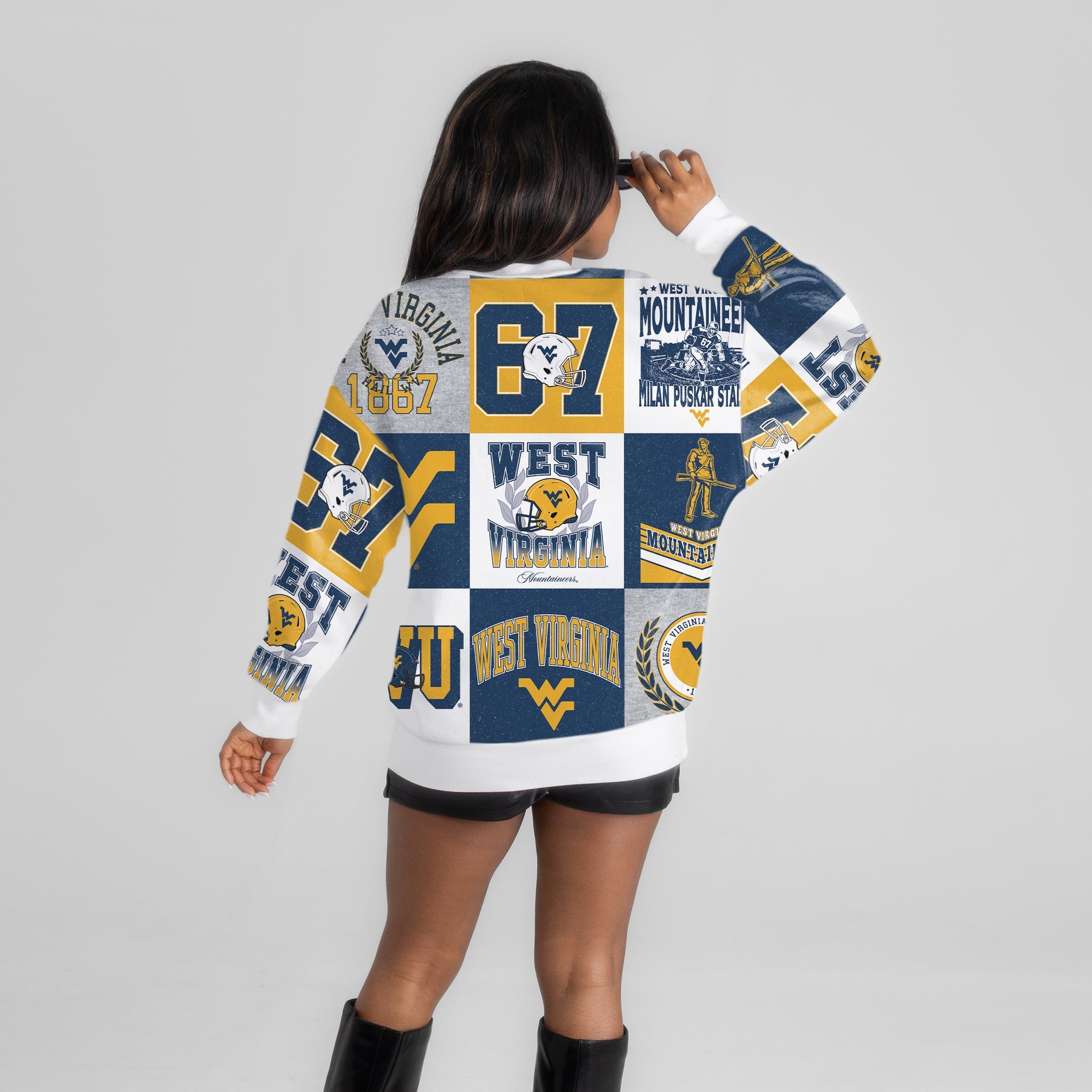 WEST VIRGINIA MOUNTAINEERS HIGHLIGHT REEL PREMIUM CREWNECK SWEATSHIRT