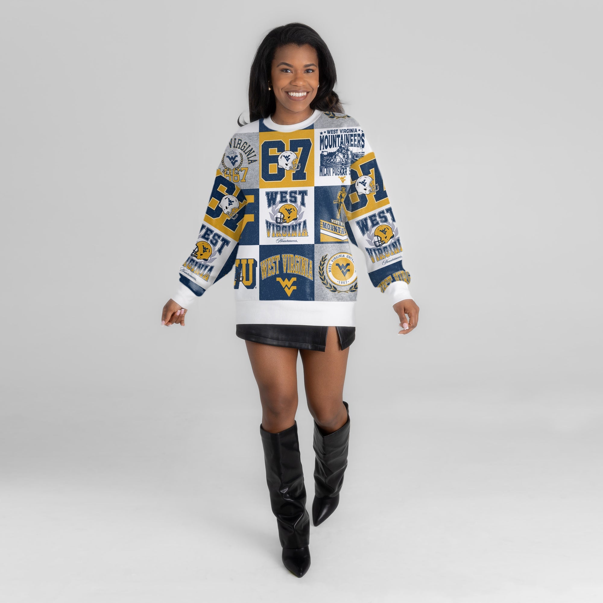 WEST VIRGINIA MOUNTAINEERS HIGHLIGHT REEL PREMIUM CREWNECK SWEATSHIRT