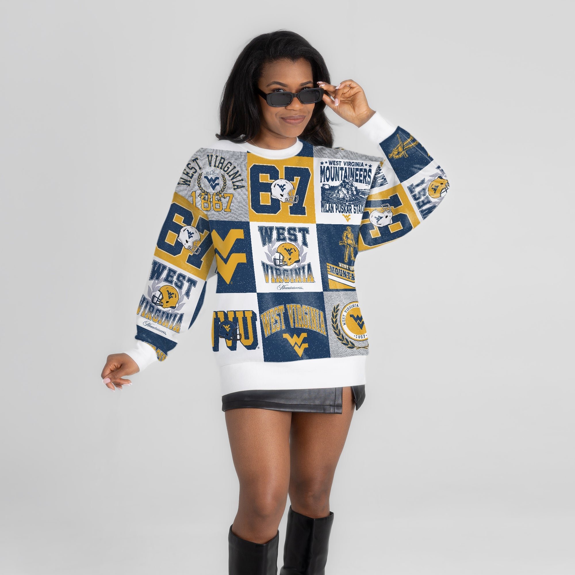 WEST VIRGINIA MOUNTAINEERS HIGHLIGHT REEL PREMIUM CREWNECK SWEATSHIRT