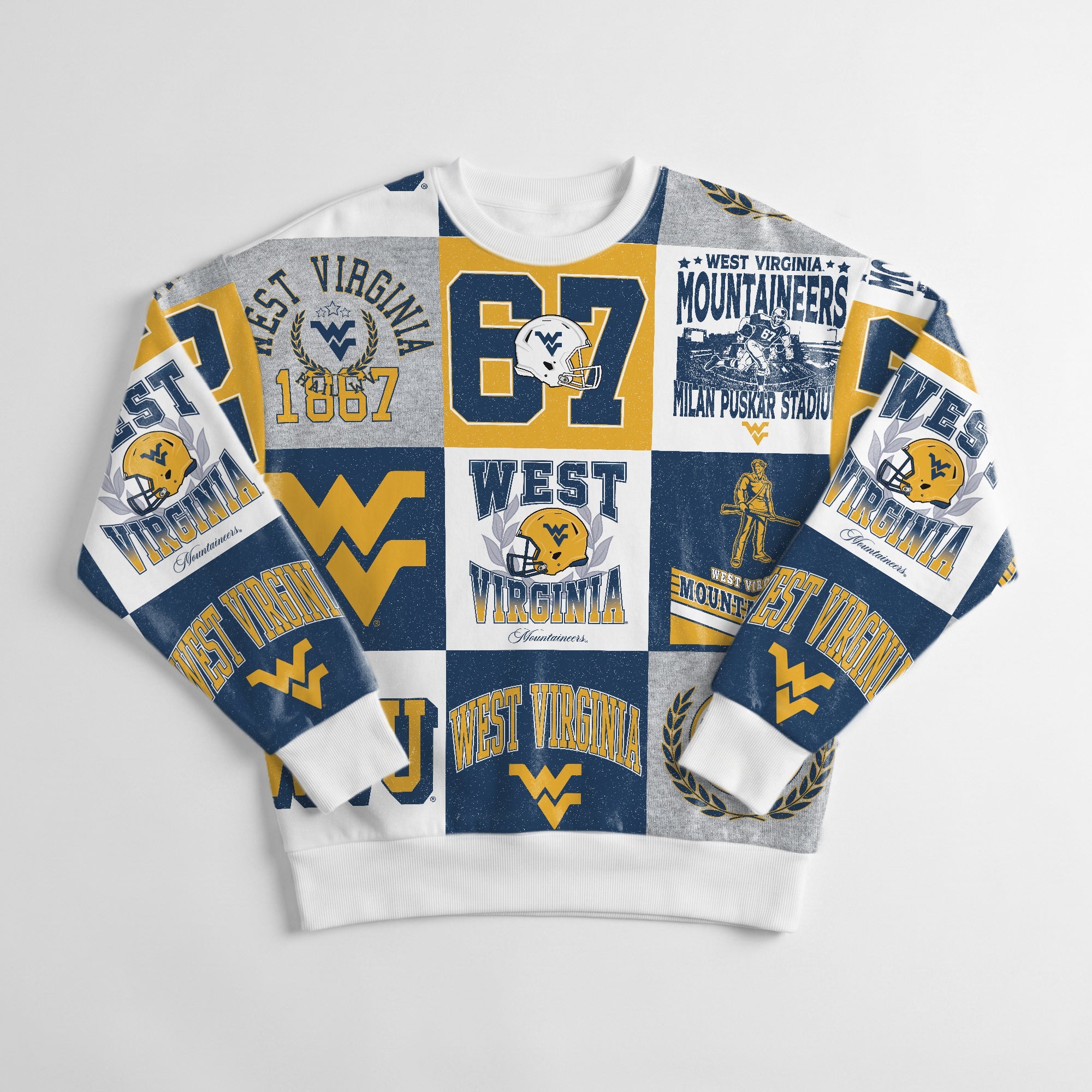 WEST VIRGINIA MOUNTAINEERS HIGHLIGHT REEL PREMIUM CREWNECK SWEATSHIRT